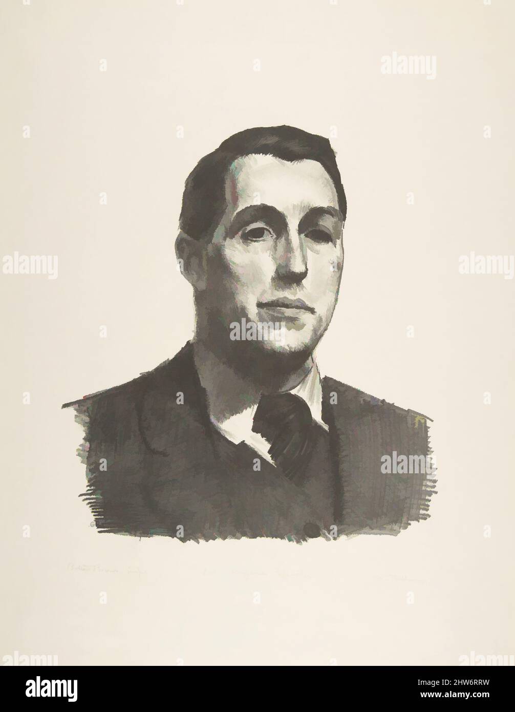 Art inspiré par Portrait d'Eugene Speicher, première pierre, 1923–24, lithographie, image : 9 x 8 1/4 po. (22,9 x 21 cm), Prints, George Bellows (American, Columbus, Ohio 1882–1925 New York, œuvres classiques modernisées par Artotop avec une touche de modernité. Formes, couleur et valeur, impact visuel accrocheur sur l'art émotions par la liberté d'œuvres d'art d'une manière contemporaine. Un message intemporel qui cherche une nouvelle direction créative. Artistes qui se tournent vers le support numérique et créent le NFT Artotop Banque D'Images