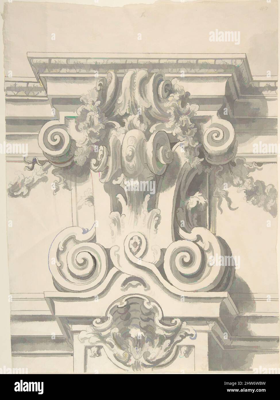 Art inspiré par le dessin pour une capitale, 18th siècle, encre et lavage gris, 10-1/4 x 8-3/4 po, dessins, Anonyme, italien, 18th siècle, Œuvres classiques modernisées par Artotop avec une touche de modernité. Formes, couleur et valeur, impact visuel accrocheur sur l'art émotions par la liberté d'œuvres d'art d'une manière contemporaine. Un message intemporel qui cherche une nouvelle direction créative. Artistes qui se tournent vers le support numérique et créent le NFT Artotop Banque D'Images