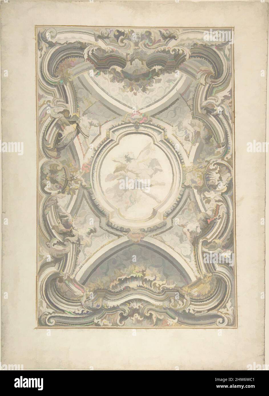 Art inspiré par Un plafond baroque, 18th siècle, stylo et lavage gris, 8-1/16 x 12-1/16 po, dessins, Anonyme, italien, 18th siècle, Œuvres classiques modernisées par Artotop avec une touche de modernité. Formes, couleur et valeur, impact visuel accrocheur sur l'art émotions par la liberté d'œuvres d'art d'une manière contemporaine. Un message intemporel qui cherche une nouvelle direction créative. Artistes qui se tournent vers le support numérique et créent le NFT Artotop Banque D'Images