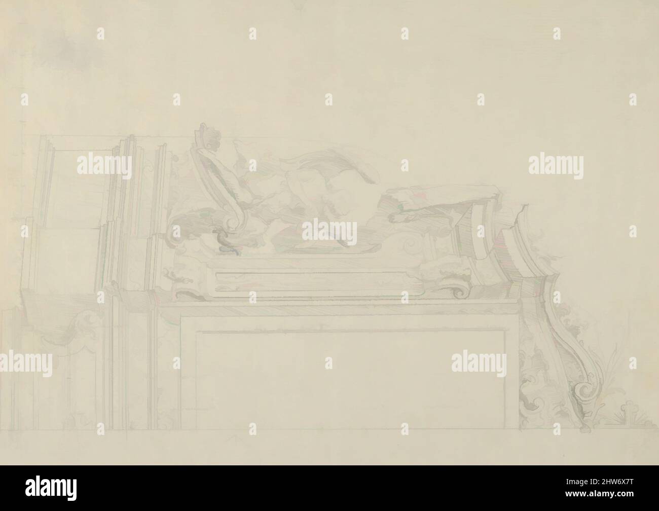 Art inspiré par le design pour un autel, début du 18th siècle, Graphite, feuille: 11 1/8 x 7 15/16 po. (28,3 x 20,2 cm), Anonyme, allemand, 18th siècle, anciennement attribué à Daniel Marot l'ancien (français, Paris 1661–1752 la Haye), anciennement attribué à Anonyme, italien, 18th siècle, oeuvres classiques modernisées par Artotop avec un peu de modernité. Formes, couleur et valeur, impact visuel accrocheur sur l'art émotions par la liberté d'œuvres d'art d'une manière contemporaine. Un message intemporel qui cherche une nouvelle direction créative. Artistes qui se tournent vers le support numérique et créent le NFT Artotop Banque D'Images
