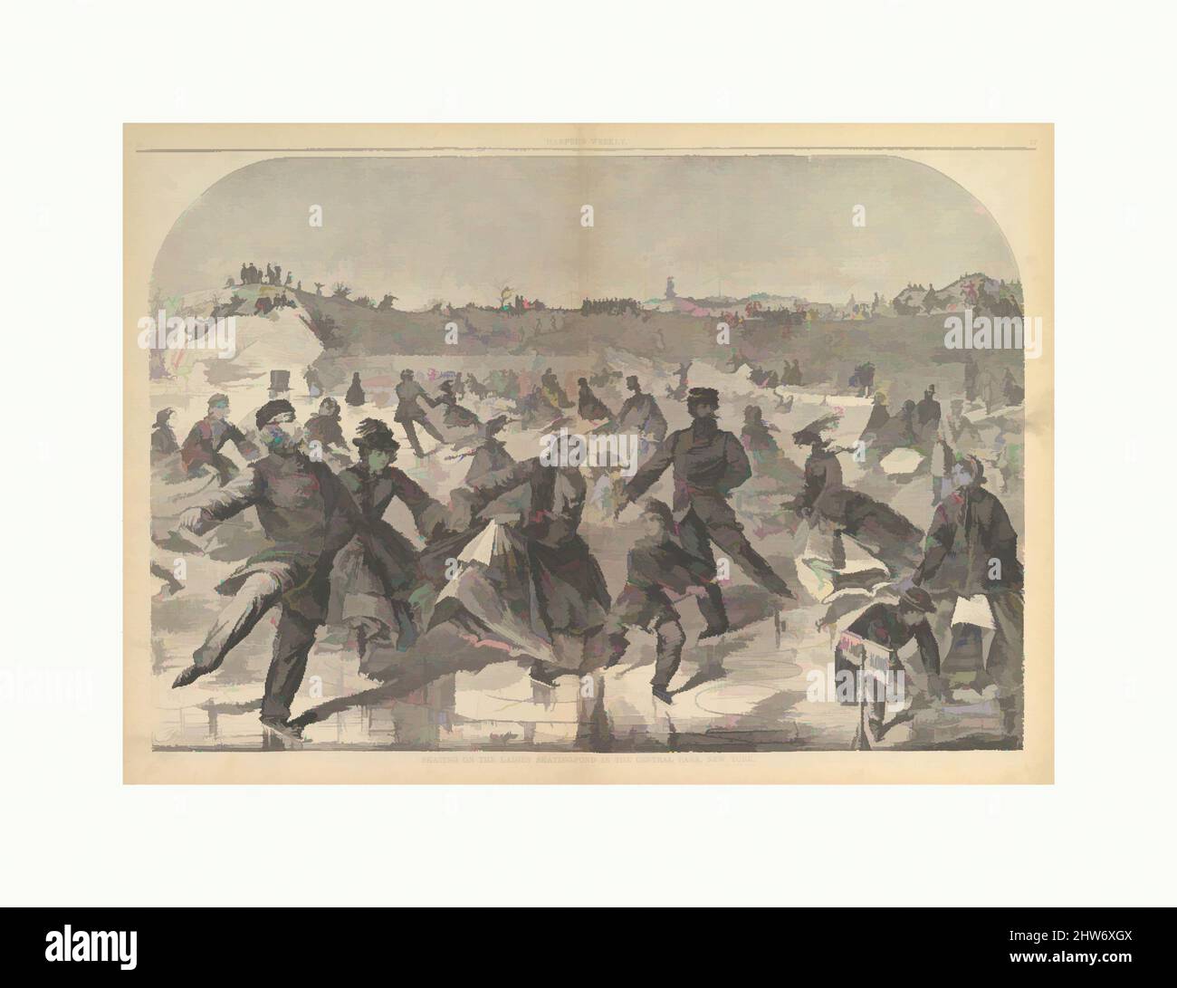 Art inspiré par le patinage sur l'étang de patinage des dames à Central Park, New York (Harper's Weekly, vol. IV), 28 janvier 1860, gravure de bois, image : 13 3/4 x 20 3/16 po (34,9 x 51,2 cm), Prints, Winslow Homer (American, Boston, Massachusetts 1836–1910 Prouts Neck, Maine, oeuvres classiques modernisées par Artotop avec une touche de modernité. Formes, couleur et valeur, impact visuel accrocheur sur l'art émotions par la liberté d'œuvres d'art d'une manière contemporaine. Un message intemporel qui cherche une nouvelle direction créative. Artistes qui se tournent vers le support numérique et créent le NFT Artotop Banque D'Images