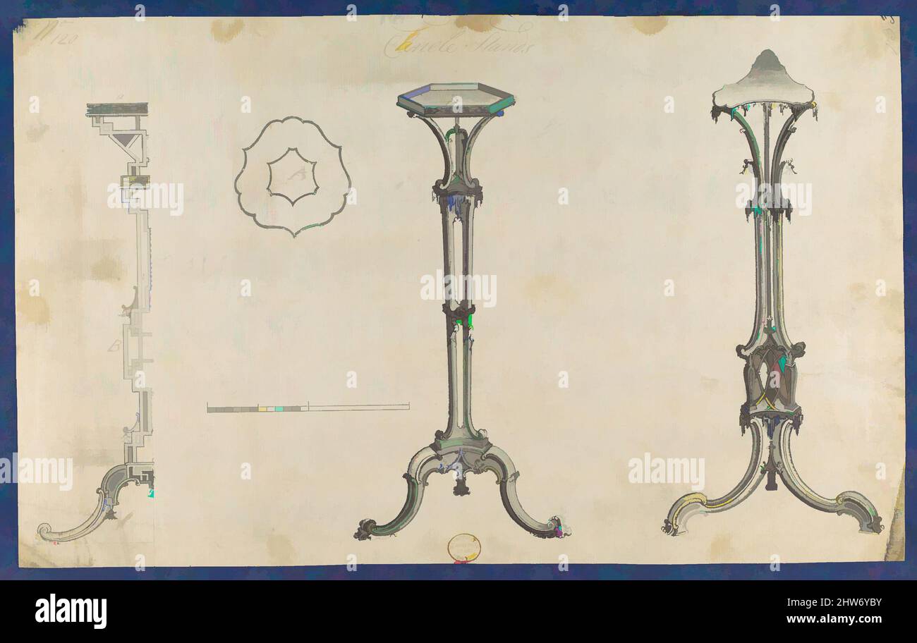 Art inspiré par les chandelles, dans Chippendale dessins, vol. I, ca. 1753–54, encre noire, lavage gris, feuille : 8 1/4 x 13 5/16 po. (20,9 x 33,8 cm), Thomas Chippendale (britannique, baptisé Otley, West Yorkshire 1718–1779 Londres, œuvres classiques modernisées par Artotop avec une touche de modernité. Formes, couleur et valeur, impact visuel accrocheur sur l'art émotions par la liberté d'œuvres d'art d'une manière contemporaine. Un message intemporel qui cherche une nouvelle direction créative. Artistes qui se tournent vers le support numérique et créent le NFT Artotop Banque D'Images