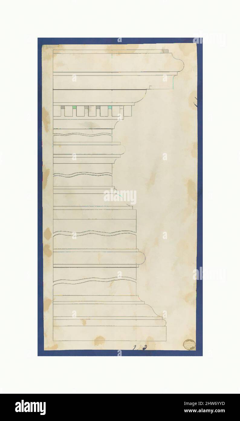 Art inspiré par Moulures pour bureau et bibliothèque, de Chippendale dessins, vol. II, ca. 1753–54, encre noire, feuille : 12 11/16 x 6 7/16 po. (32,2 x 16,4 cm), Thomas Chippendale (britannique, baptisé Otley, West Yorkshire 1718–1779 Londres, œuvres classiques modernisées par Artotop avec une touche de modernité. Formes, couleur et valeur, impact visuel accrocheur sur l'art émotions par la liberté d'œuvres d'art d'une manière contemporaine. Un message intemporel qui cherche une nouvelle direction créative. Artistes qui se tournent vers le support numérique et créent le NFT Artotop Banque D'Images