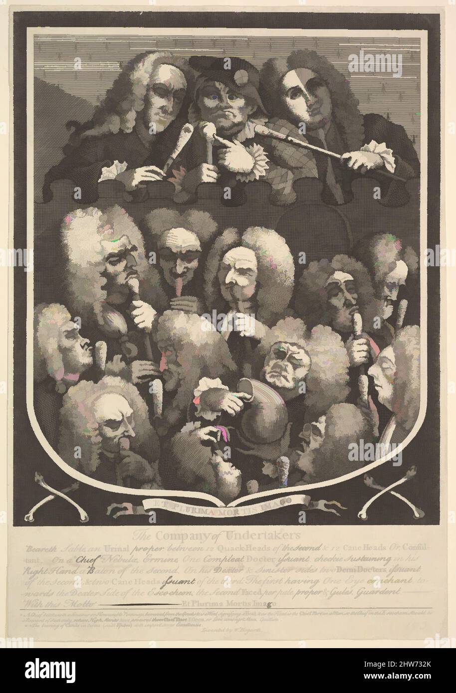Art inspiré par la Compagnie des Undertakers, après 1736, gravure, feuille: 10 5/16 x 7 1/16 po. (26,2 x 18 cm), Prints, d'après William Hogarth (britannique, Londres 1697–1764 Londres, les œuvres classiques modernisées par Artotop avec une touche de modernité. Formes, couleur et valeur, impact visuel accrocheur sur l'art émotions par la liberté d'œuvres d'art d'une manière contemporaine. Un message intemporel qui cherche une nouvelle direction créative. Artistes qui se tournent vers le support numérique et créent le NFT Artotop Banque D'Images
