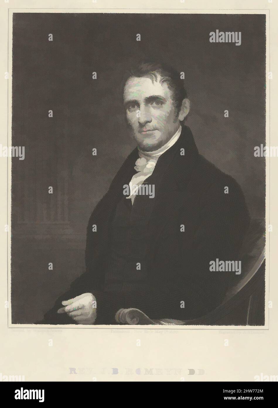 Art inspiré par le révérend John Brodhead Romeyn, D., 1 mai 1820, gravure; Deuxième état de deux, plaque : 12 3/4 x 9 15/16 po. (32,4 x 25,2 cm), Prints, Asher Brown Durand (American, Jefferson, New Jersey 1796–1886 Maplewood, New Jersey), d'après Samuel Lovett Waldo (American, Windham, Classic œuvres modernisées par Artotop avec une touche de modernité. Formes, couleur et valeur, impact visuel accrocheur sur l'art émotions par la liberté d'œuvres d'art d'une manière contemporaine. Un message intemporel qui cherche une nouvelle direction créative. Artistes qui se tournent vers le support numérique et créent le NFT Artotop Banque D'Images