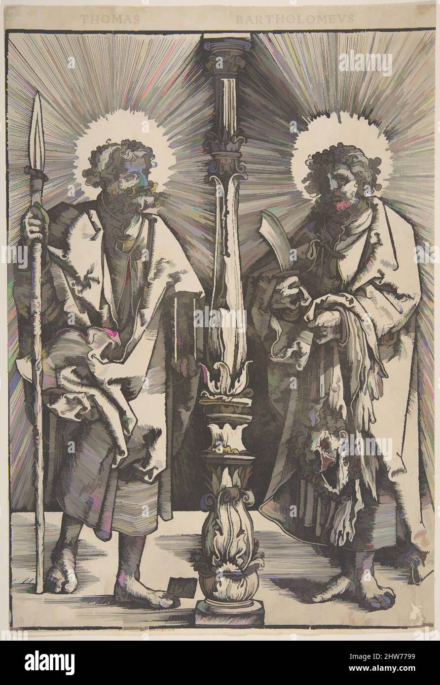 Art inspiré par STS. Thomas et Bartholomew, 1518, Woodcut, feuille : 10 1/4 x 7 po. (26 x 17,8 cm), tirages, Monogrammiste G.Z. (Allemand, actif environ 1514–21, œuvres classiques modernisées par Artotop avec une touche de modernité. Formes, couleur et valeur, impact visuel accrocheur sur l'art émotions par la liberté d'œuvres d'art d'une manière contemporaine. Un message intemporel qui cherche une nouvelle direction créative. Artistes qui se tournent vers le support numérique et créent le NFT Artotop Banque D'Images