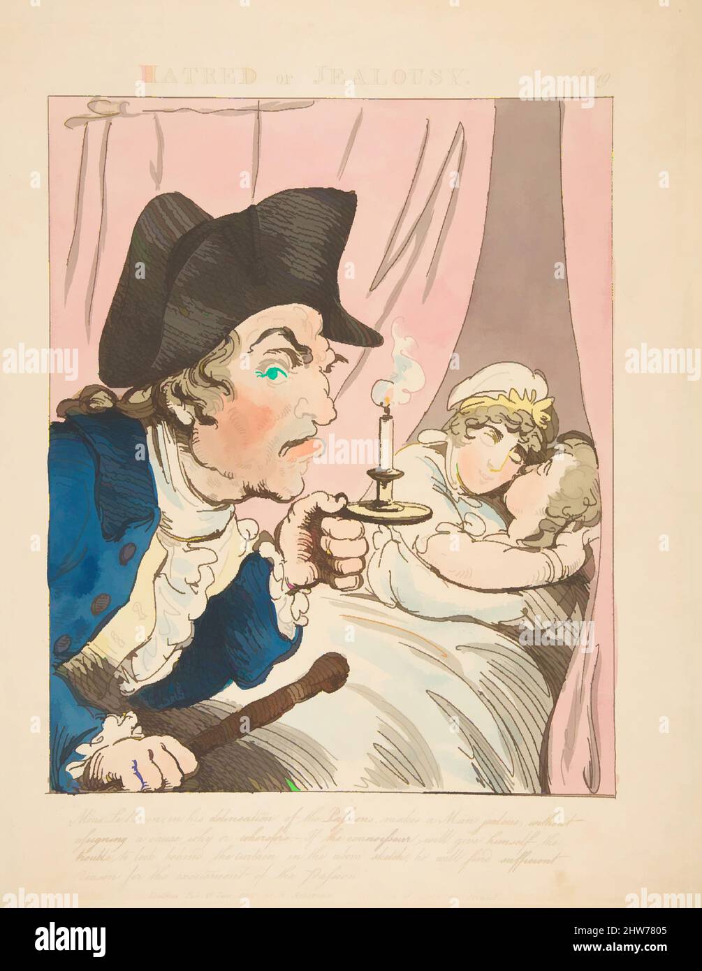 Art inspiré par la haine ou la jalousie, 21 janvier 1800, gravure couleur main, imprimé à l'encre brune, feuille (taillée) : 11 1/4 × 8 7/8 po. (28,5 × 22,6 cm), estampes, d'après George Moutard Woodward (Britannique, env. 1760–1809 Londres, œuvres classiques modernisées par Artotop avec une touche de modernité. Formes, couleur et valeur, impact visuel accrocheur sur l'art émotions par la liberté d'œuvres d'art d'une manière contemporaine. Un message intemporel qui cherche une nouvelle direction créative. Artistes qui se tournent vers le support numérique et créent le NFT Artotop Banque D'Images