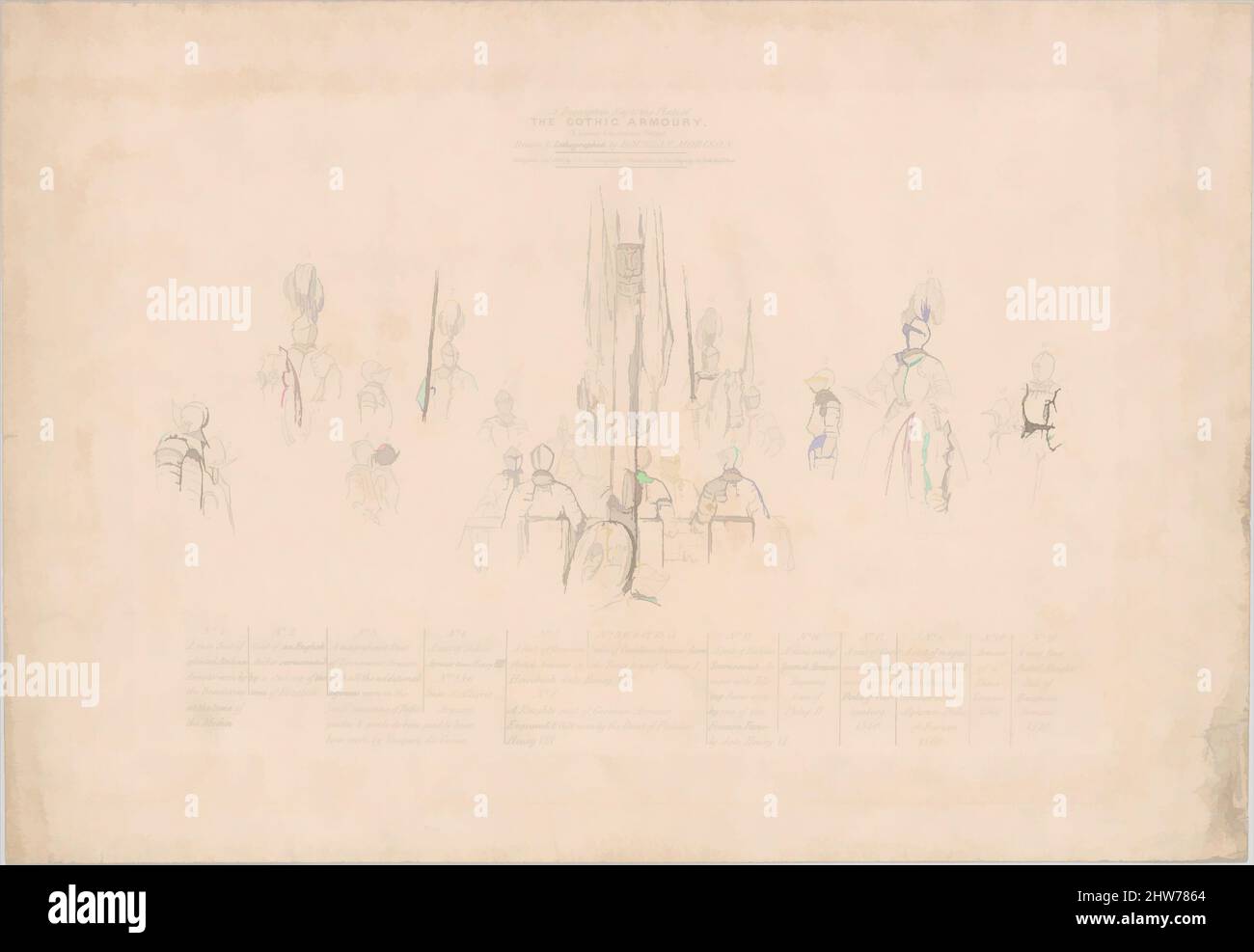 Art inspiré par Description Key to: The Gothic Armoury, 3 Grosvenor Street, Londres, 1838, Lithographe, feuille : 15 5/16 x 22 1/8 po (38,9 x 56,2 cm), tirages, Douglas Morison (Britannique, Londres, Californie 1810–1846/47 Dachet, œuvres classiques modernisées par Artotop avec une touche de modernité. Formes, couleur et valeur, impact visuel accrocheur sur l'art émotions par la liberté d'œuvres d'art d'une manière contemporaine. Un message intemporel qui cherche une nouvelle direction créative. Artistes qui se tournent vers le support numérique et créent le NFT Artotop Banque D'Images