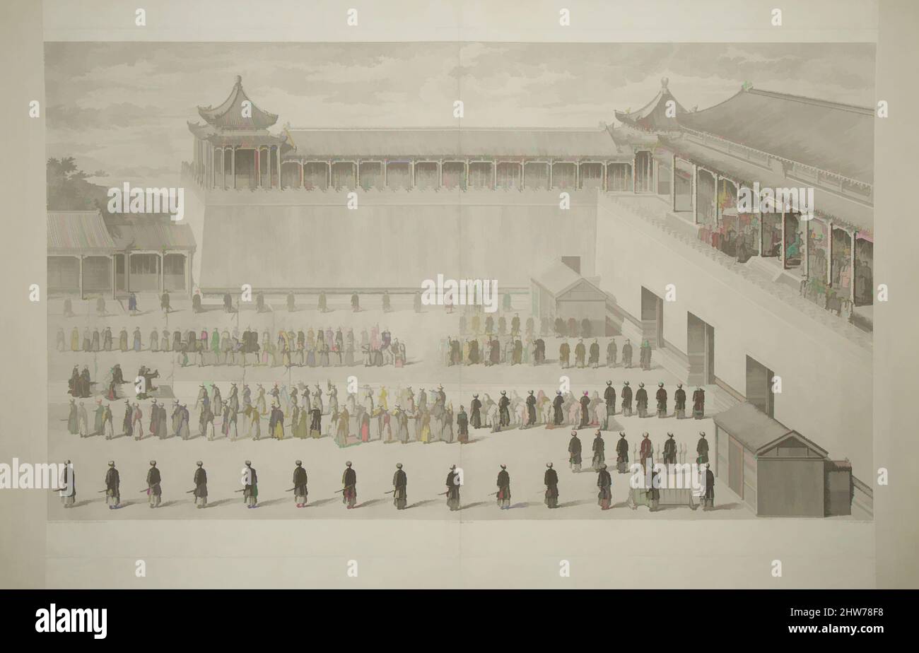 Art inspiré par les prisonniers présentés à l'empereur, 1767–74, gravure et gravure, feuille : 25 3/4 × 39 1/2 po. (65,4 × 100,4 cm), estampes, Louis Joseph Masquelier (Français, Cysoing 1741–1811 Paris), Jean Denis Attiret (Français, 1702–1768), (direxit) Charles Nicolas Cochin II (Français, oeuvres classiques modernisées par Artotop avec une touche de modernité. Formes, couleur et valeur, impact visuel accrocheur sur l'art émotions par la liberté d'œuvres d'art d'une manière contemporaine. Un message intemporel qui cherche une nouvelle direction créative. Artistes qui se tournent vers le support numérique et créent le NFT Artotop Banque D'Images