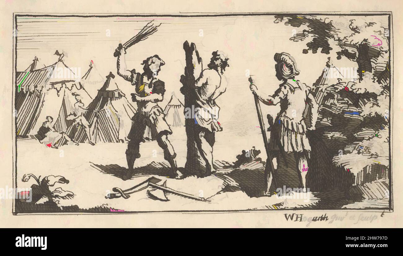 Art inspiré par Fustigatio (John Beaver, Roman Military punitions, 1725), après 1725, Etching, feuille : 1 3/4 x 3 1/16 po (4,4 x 7,7 cm), Prints, William Hogarth (Britannique, Londres 1697–1764 Londres, œuvres classiques modernisées par Artotop avec une touche de modernité. Formes, couleur et valeur, impact visuel accrocheur sur l'art émotions par la liberté d'œuvres d'art d'une manière contemporaine. Un message intemporel qui cherche une nouvelle direction créative. Artistes qui se tournent vers le support numérique et créent le NFT Artotop Banque D'Images