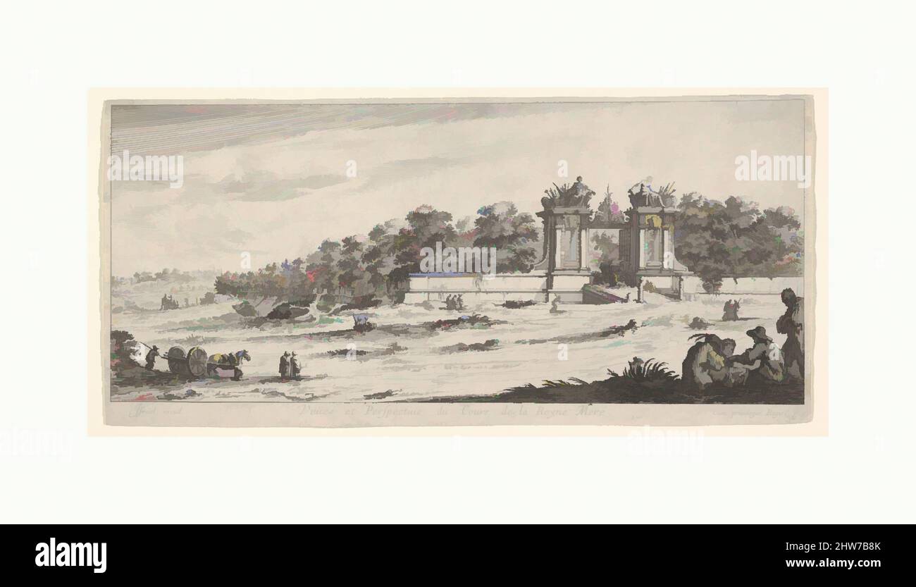 Art inspiré par la vue de la porte de la résidence de la Reine mère, de la série "vues et nouvelles perspectives, tirées des plus beaux lieux de Paris et environs" (Veües et perspectives nouvelles, tirées sur les plus beaux lieux de Paris et des environs), ca. 1644, Etching, oeuvres classiques modernisées par Artotop avec une touche de modernité. Formes, couleur et valeur, impact visuel accrocheur sur l'art émotions par la liberté d'œuvres d'art d'une manière contemporaine. Un message intemporel qui cherche une nouvelle direction créative. Artistes qui se tournent vers le support numérique et créent le NFT Artotop Banque D'Images