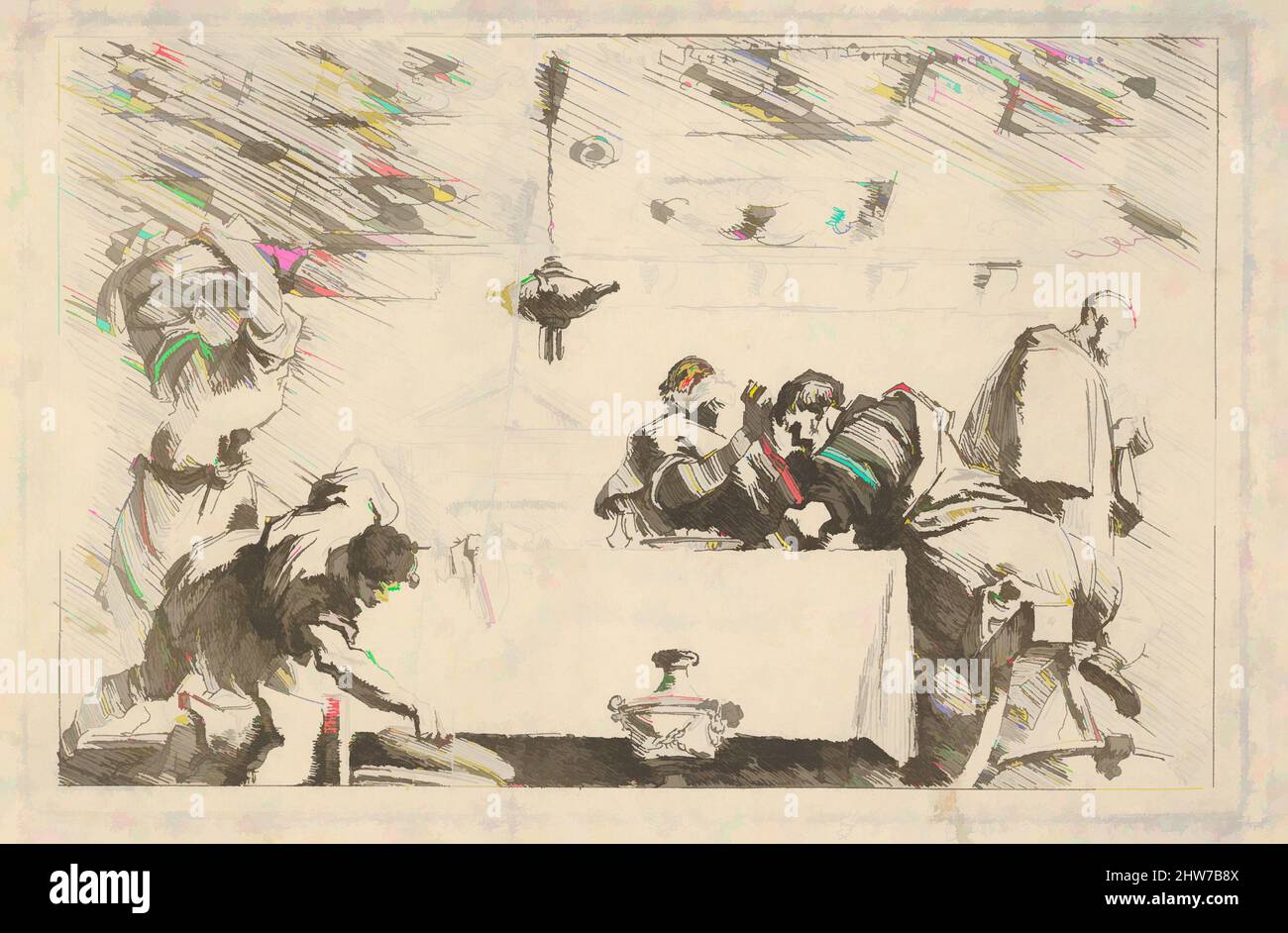 Art inspiré par la Cène, env. 1761–64, Décapage sur papier couché, feuille : 5 1/8 x 7 3/16 po. (13 x 18,3 cm), estampes, Jean Honoré Fragonard (français, Grasse 1732–1806 Paris), d'après Sebastiano Ricci (italien, Belluno 1659–1734 Venise, oeuvres classiques modernisées par Artotop avec une touche de modernité. Formes, couleur et valeur, impact visuel accrocheur sur l'art émotions par la liberté d'œuvres d'art d'une manière contemporaine. Un message intemporel qui cherche une nouvelle direction créative. Artistes qui se tournent vers le support numérique et créent le NFT Artotop Banque D'Images