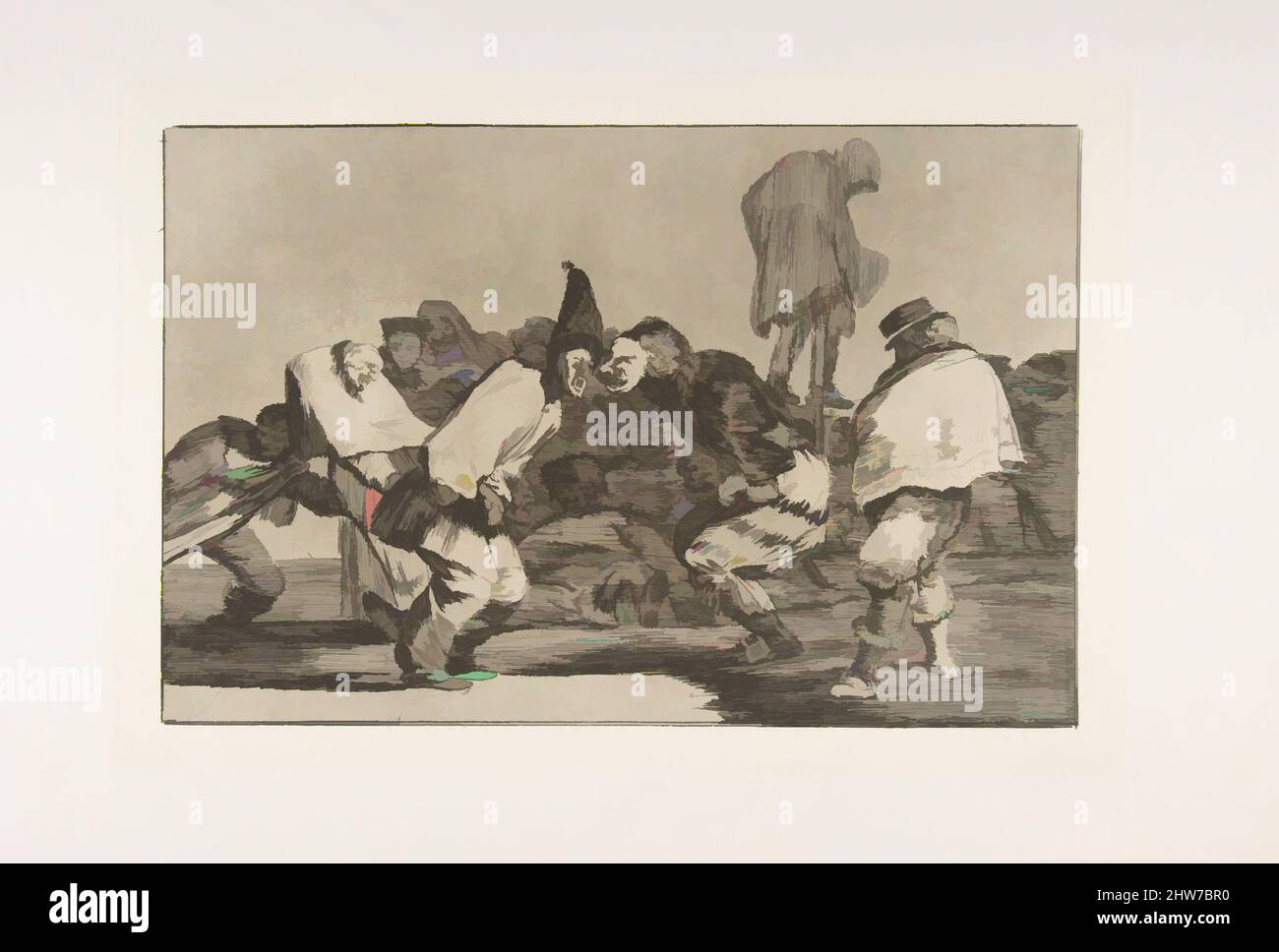 Art inspiré par la planche 14 des 'Disparates' : Carnival Folly, CA. 1816–23 (publié en 1864), Etching et aquatint, plaque : 9 5/8 × 13 3/4 po. (24,5 × 35 cm), gravures, Goya (Francisco de Goya y Lucientes) (espagnol, Fuendetodos 1746–1828 Bordeaux), de la première édition posthume, oeuvres classiques modernisées par Artotop avec un peu de modernité. Formes, couleur et valeur, impact visuel accrocheur sur l'art émotions par la liberté d'œuvres d'art d'une manière contemporaine. Un message intemporel qui cherche une nouvelle direction créative. Artistes qui se tournent vers le support numérique et créent le NFT Artotop Banque D'Images