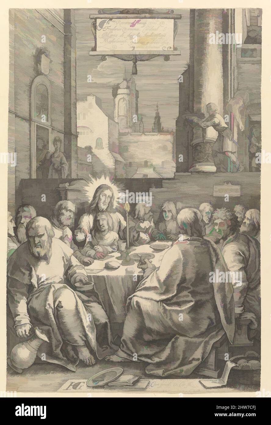 Art inspiré par la Cène, de la passion du Christ, 1598, gravure; vraisemblablement premier état de trois, feuille : 7 11/16 x 5 1/8 po. (19,6 x 13 cm), Prints, Hendrick Goltzius (Netherlandish, Mühlbracht 1558–1617 Haarlem), entre 1596 et 1598 Goltzius gravé cette série de, oeuvres classiques modernisées par Artotop avec une touche de modernité. Formes, couleur et valeur, impact visuel accrocheur sur l'art émotions par la liberté d'œuvres d'art d'une manière contemporaine. Un message intemporel qui cherche une nouvelle direction créative. Artistes qui se tournent vers le support numérique et créent le NFT Artotop Banque D'Images