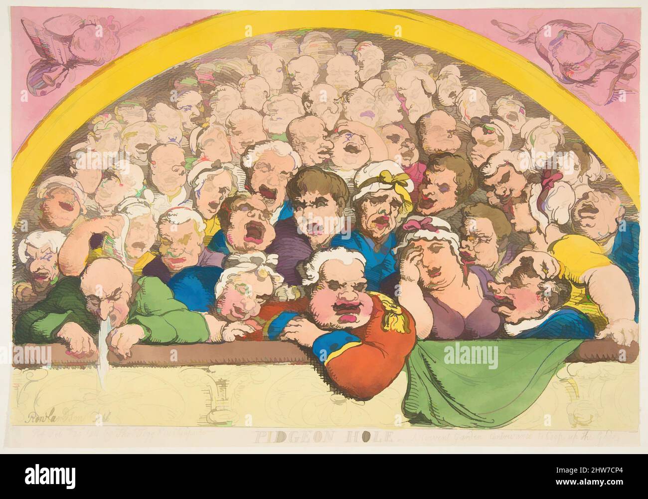 Art inspiré par Pidgeon Hole. A Convent Garden contributive to Coop up the Gods, 20 février 1811, gravure couleur main, feuille: 8 7/8 x 12 3/4 po. (22,6 x 32,4 cm), Prints, Thomas Rowlandson (British, London 1757–1827 London, Classic œuvres modernisées par Artotop avec une touche de modernité. Formes, couleur et valeur, impact visuel accrocheur sur l'art émotions par la liberté d'œuvres d'art d'une manière contemporaine. Un message intemporel qui cherche une nouvelle direction créative. Artistes qui se tournent vers le support numérique et créent le NFT Artotop Banque D'Images