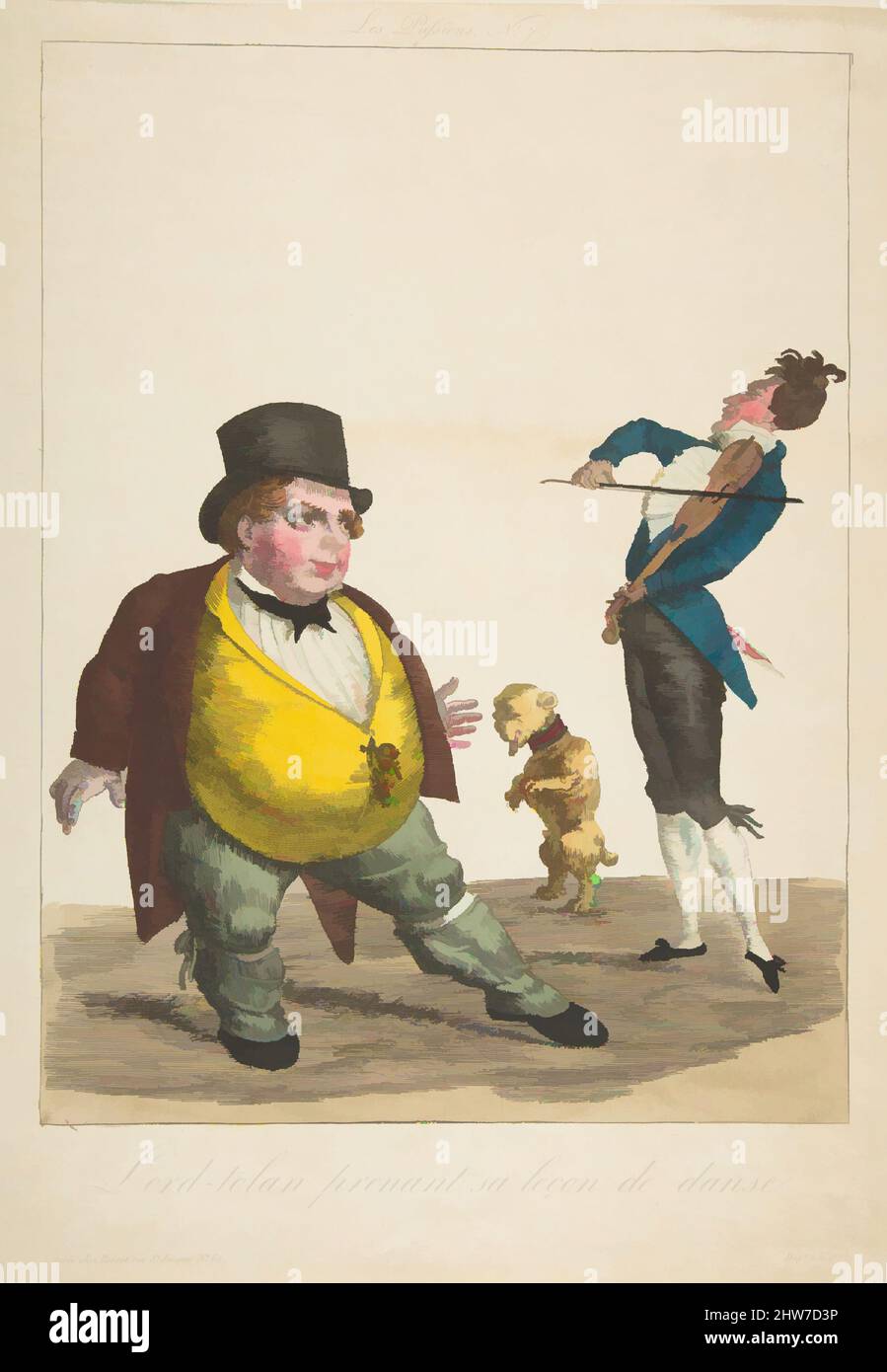 Art inspiré par Lord-tolan prenant sa leçon de danse, la passions, n° 7, 19th siècle, gravure de couleur main, feuille : 14 1/4 x 10 1/8 po (36,2 x 25,7 cm), tirages, oeuvres classiques modernisées par Artotop avec une touche de modernité. Formes, couleur et valeur, impact visuel accrocheur sur l'art émotions par la liberté d'œuvres d'art d'une manière contemporaine. Un message intemporel qui cherche une nouvelle direction créative. Artistes qui se tournent vers le support numérique et créent le NFT Artotop Banque D'Images