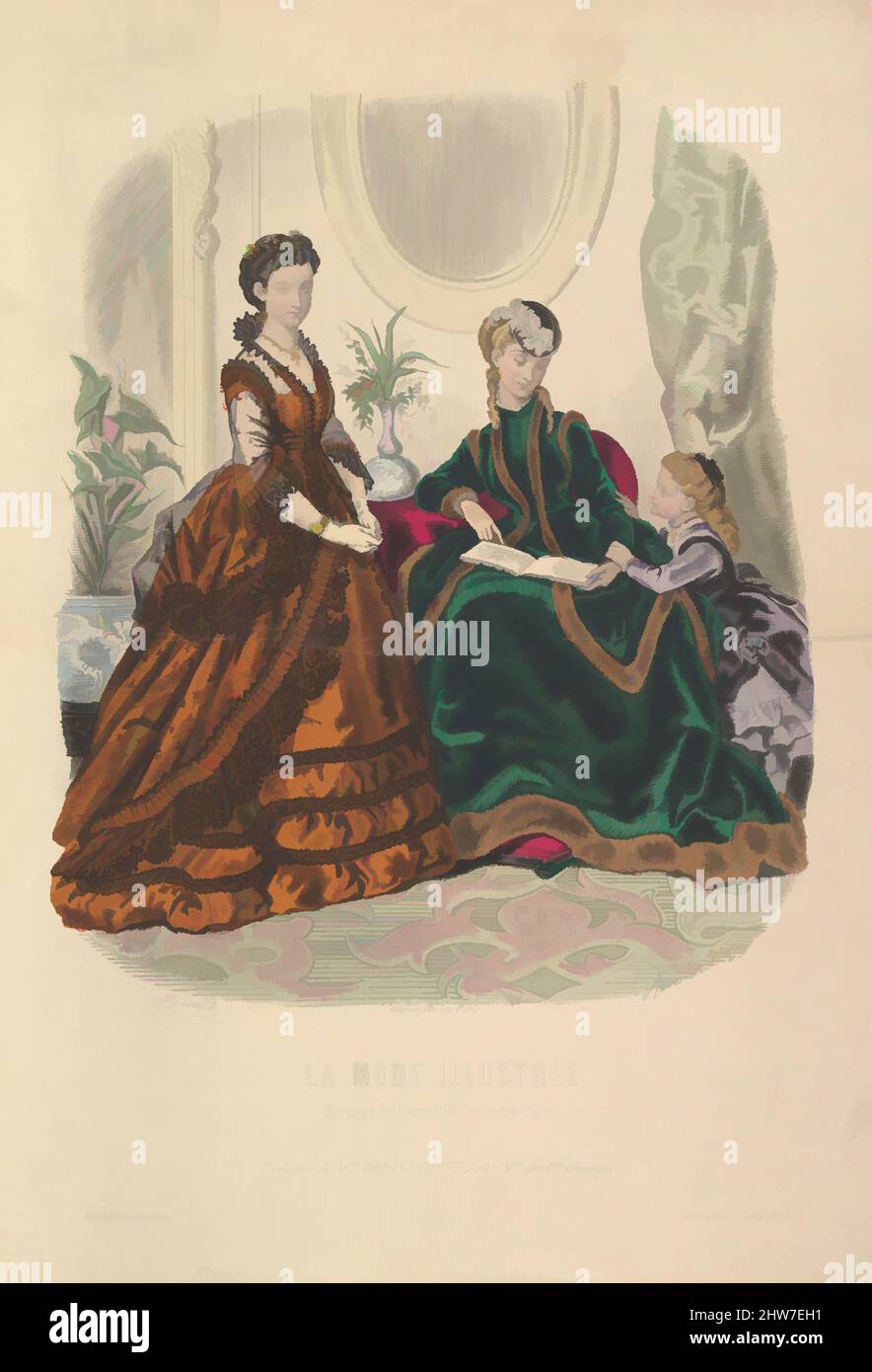 Art inspiré du n° 51 de la mode illustré, 1869, lithographie couleur main, feuille: 14 7/8 x 10 9/16 po. (37,8 x 26,9 cm), estampes, Adèle-Anaïs Toudouze (Français, Paris 1822–1899 Paris, oeuvres classiques modernisées par Artotop avec une touche de modernité. Formes, couleur et valeur, impact visuel accrocheur sur l'art émotions par la liberté d'œuvres d'art d'une manière contemporaine. Un message intemporel qui cherche une nouvelle direction créative. Artistes qui se tournent vers le support numérique et créent le NFT Artotop Banque D'Images