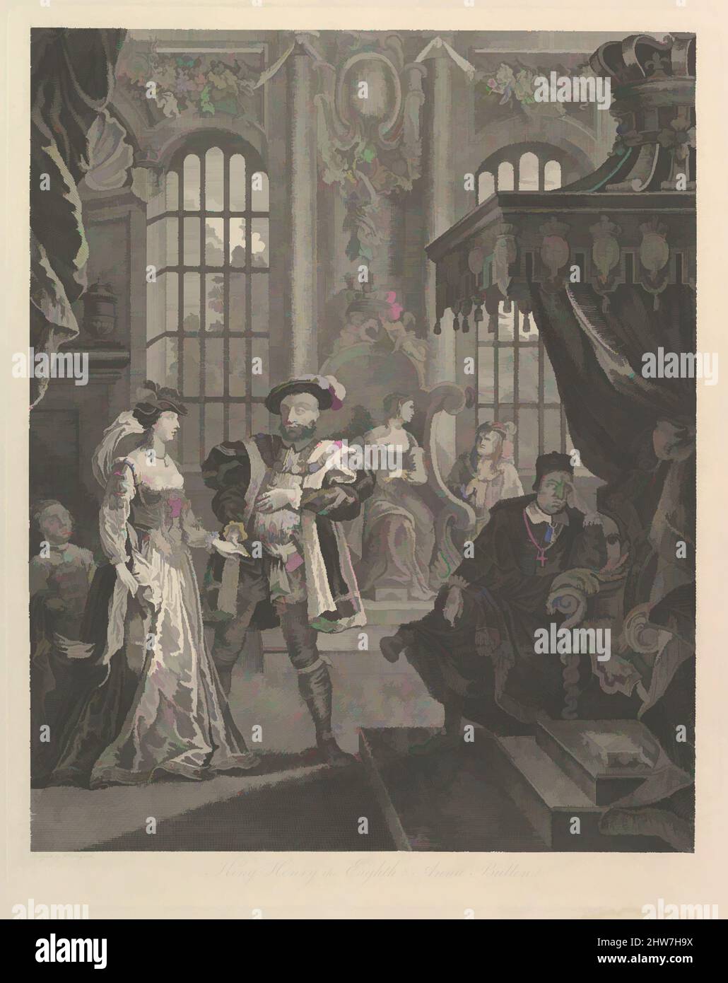 Art inspiré par le roi Henri le huitième et Anna Bullen, 19th siècle, gravure, plaque : 19 x 15 1/16 po. (48,3 x 38,2 cm), Prints, d'après William Hogarth (britannique, Londres 1697–1764 Londres, les œuvres classiques modernisées par Artotop avec une touche de modernité. Formes, couleur et valeur, impact visuel accrocheur sur l'art émotions par la liberté d'œuvres d'art d'une manière contemporaine. Un message intemporel qui cherche une nouvelle direction créative. Artistes qui se tournent vers le support numérique et créent le NFT Artotop Banque D'Images