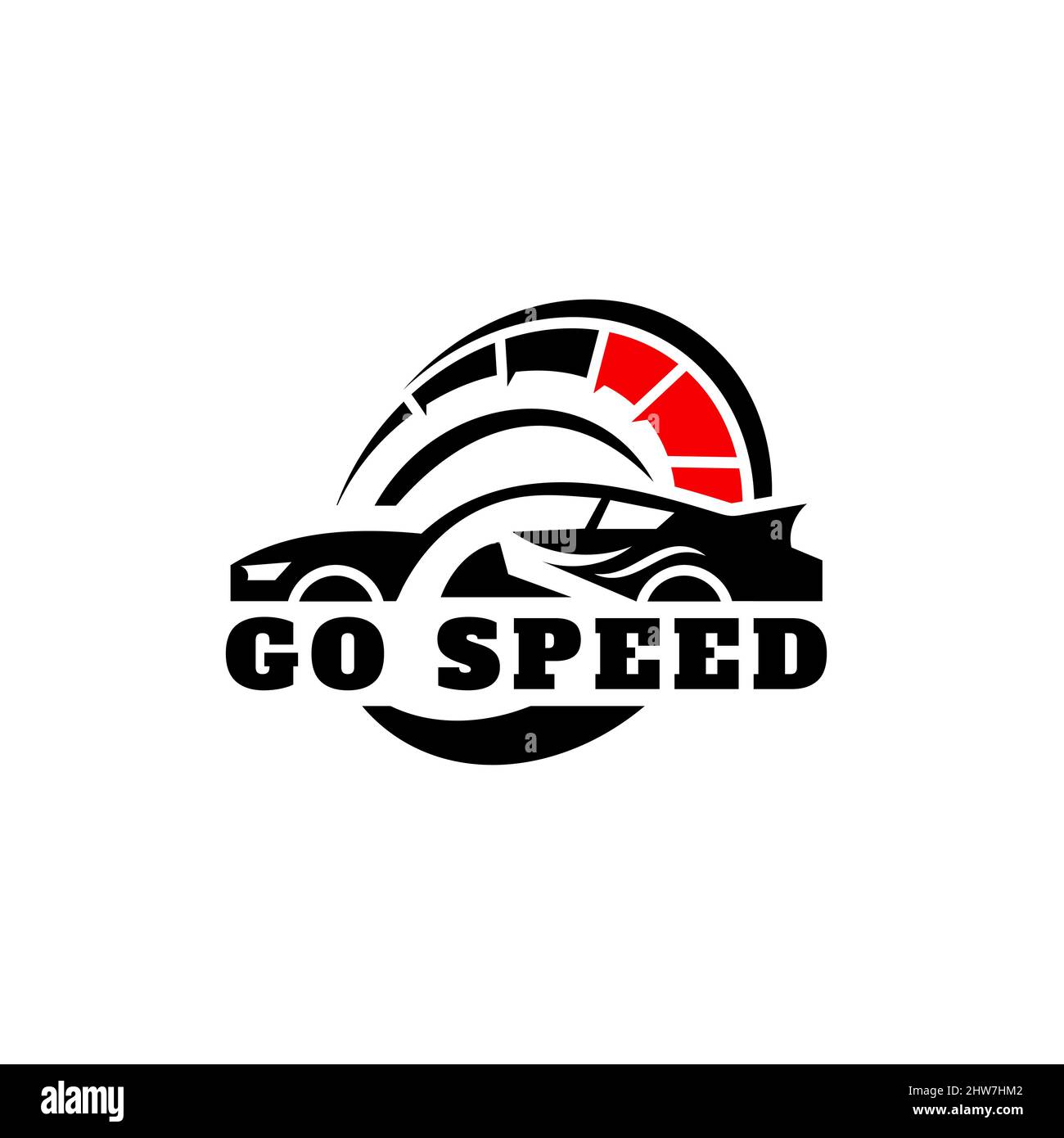 Logo de conception de voiture automobile pleine vitesse logo de l'événement de course vectoriel avec indicateurs de vitesse modifiés Illustration de Vecteur