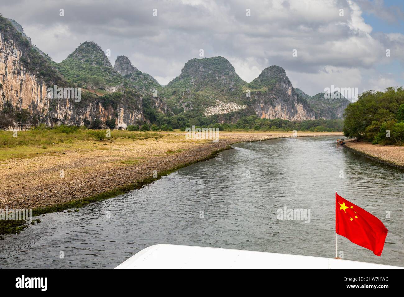 Croisière sur la rivière Li, région du Guangxi, Chine. Banque D'Images