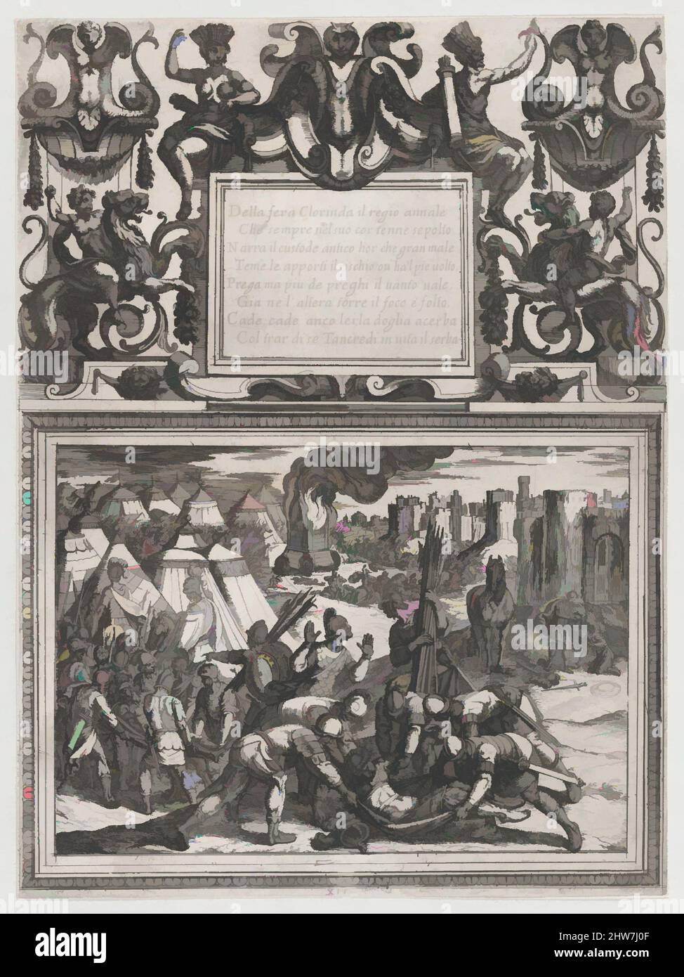 Art inspiré par la planche 12 : illustration du Canto XII, de la Gerusalemme liberata III de Torquato Tasso, ca. 1590–1630, Décapage, feuille (rognée) : 10 3/4 po × 8 po (27,3 × 20,3 cm), Prints, Antonio Tempesta (Italien, Florence 1555–1630 Rome, oeuvres classiques modernisées par Artotop avec une touche de modernité. Formes, couleur et valeur, impact visuel accrocheur sur l'art émotions par la liberté d'œuvres d'art d'une manière contemporaine. Un message intemporel qui cherche une nouvelle direction créative. Artistes qui se tournent vers le support numérique et créent le NFT Artotop Banque D'Images