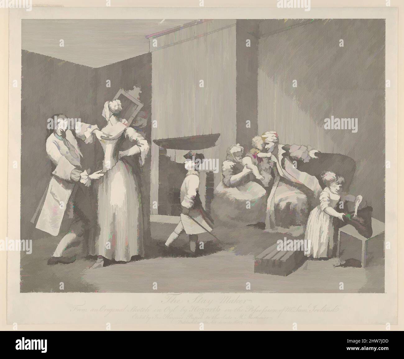 Art inspiré par le Stay-Maker, 1 février 1782, Etching, feuille : 11 7/8 x 14 3/4 po. (30,2 x 37,4 cm), Prints, d'après William Hogarth (britannique, Londres 1697–1764 Londres, les œuvres classiques modernisées par Artotop avec une touche de modernité. Formes, couleur et valeur, impact visuel accrocheur sur l'art émotions par la liberté d'œuvres d'art d'une manière contemporaine. Un message intemporel qui cherche une nouvelle direction créative. Artistes qui se tournent vers le support numérique et créent le NFT Artotop Banque D'Images