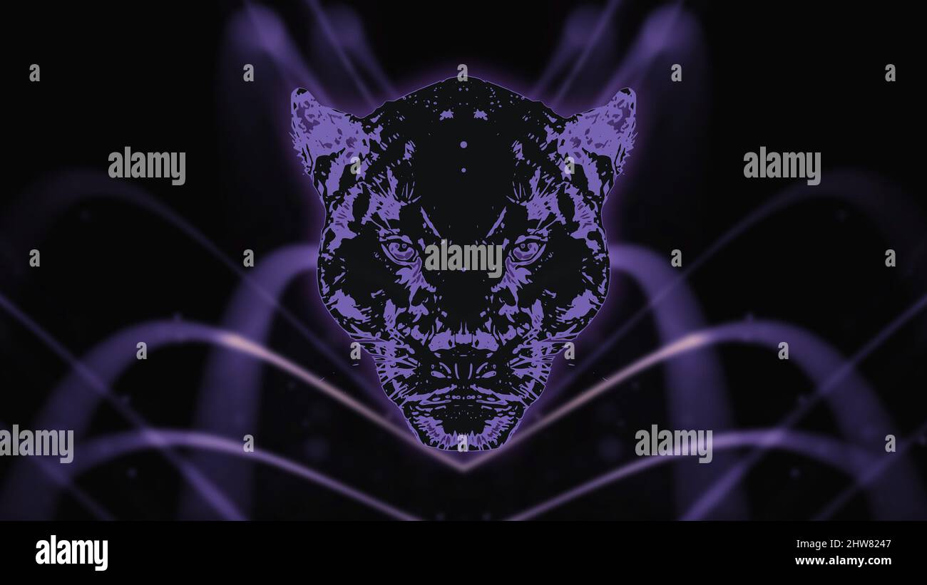 Panther tête sur l'arrière-plan des motifs abstraits Banque D'Images