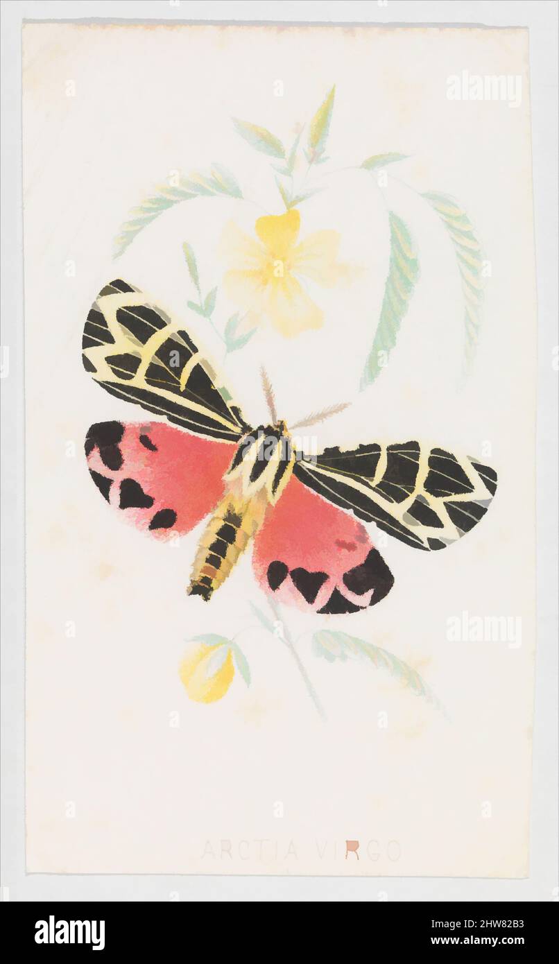 Art inspiré par Arctia Virgo des papillons et papillons de l'Amérique partie 5, 1862, lithographie couleur, feuille: 3 15/16 x 2 3/8 po. (10 x 6 cm), tirages, oeuvres classiques modernisées par Artotop avec une touche de modernité. Formes, couleur et valeur, impact visuel accrocheur sur l'art émotions par la liberté d'œuvres d'art d'une manière contemporaine. Un message intemporel qui cherche une nouvelle direction créative. Artistes qui se tournent vers le support numérique et créent le NFT Artotop Banque D'Images