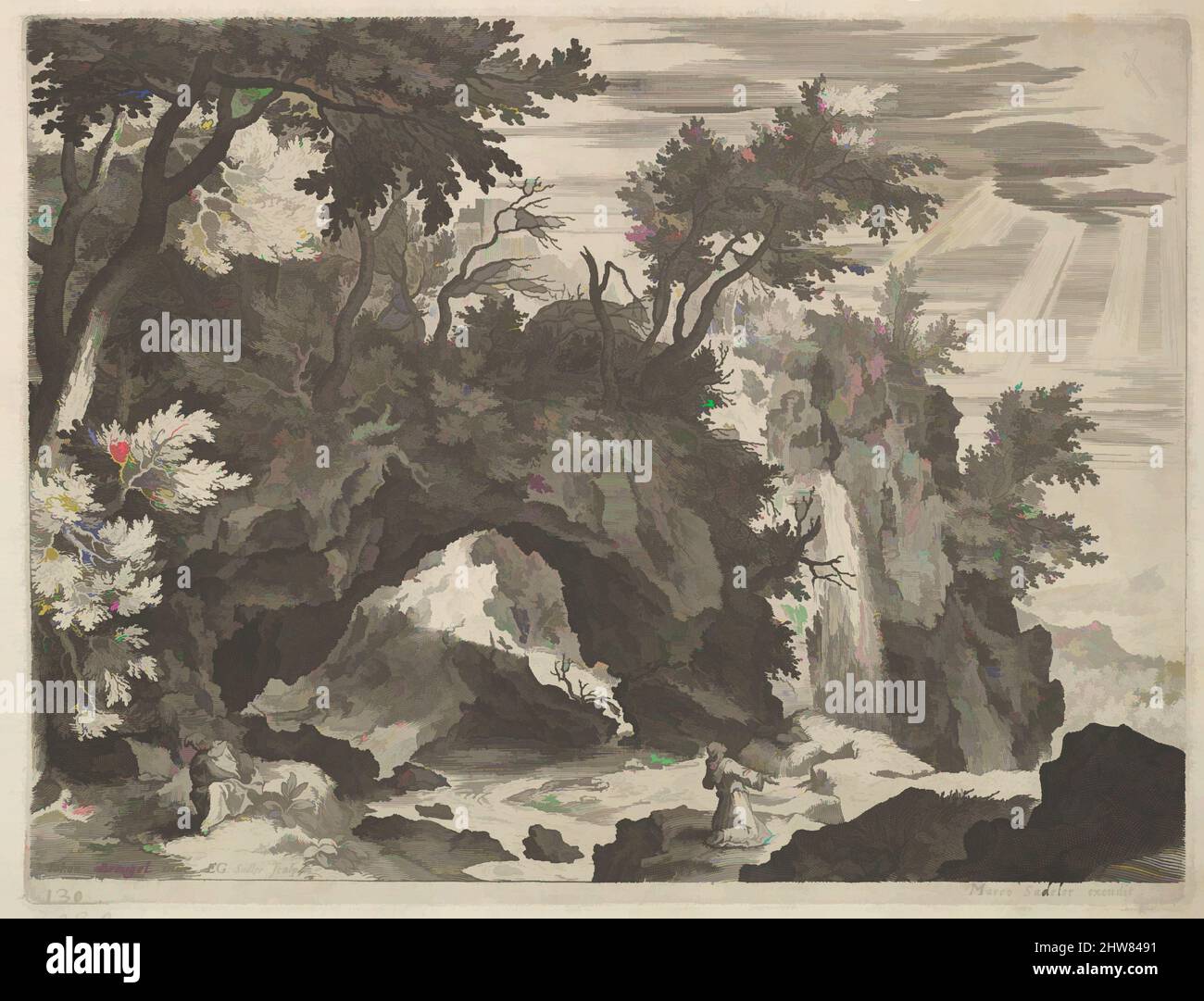 Art inspiré par le paysage des Rocheuses avec St. Francis, gravure, assiette : 8 1/8 x 10 15/16 po. (20,7 x 27,8 cm), estampes, Aegidius Sadeler II (Netherlandish, Anvers 1568–1629 Prague), après Jan Brueghel l'Elder (Netherlandish, Bruxelles 1568–1625 Anvers, oeuvres classiques modernisées par Artotop avec une touche de modernité. Formes, couleur et valeur, impact visuel accrocheur sur l'art émotions par la liberté d'œuvres d'art d'une manière contemporaine. Un message intemporel qui cherche une nouvelle direction créative. Artistes qui se tournent vers le support numérique et créent le NFT Artotop Banque D'Images