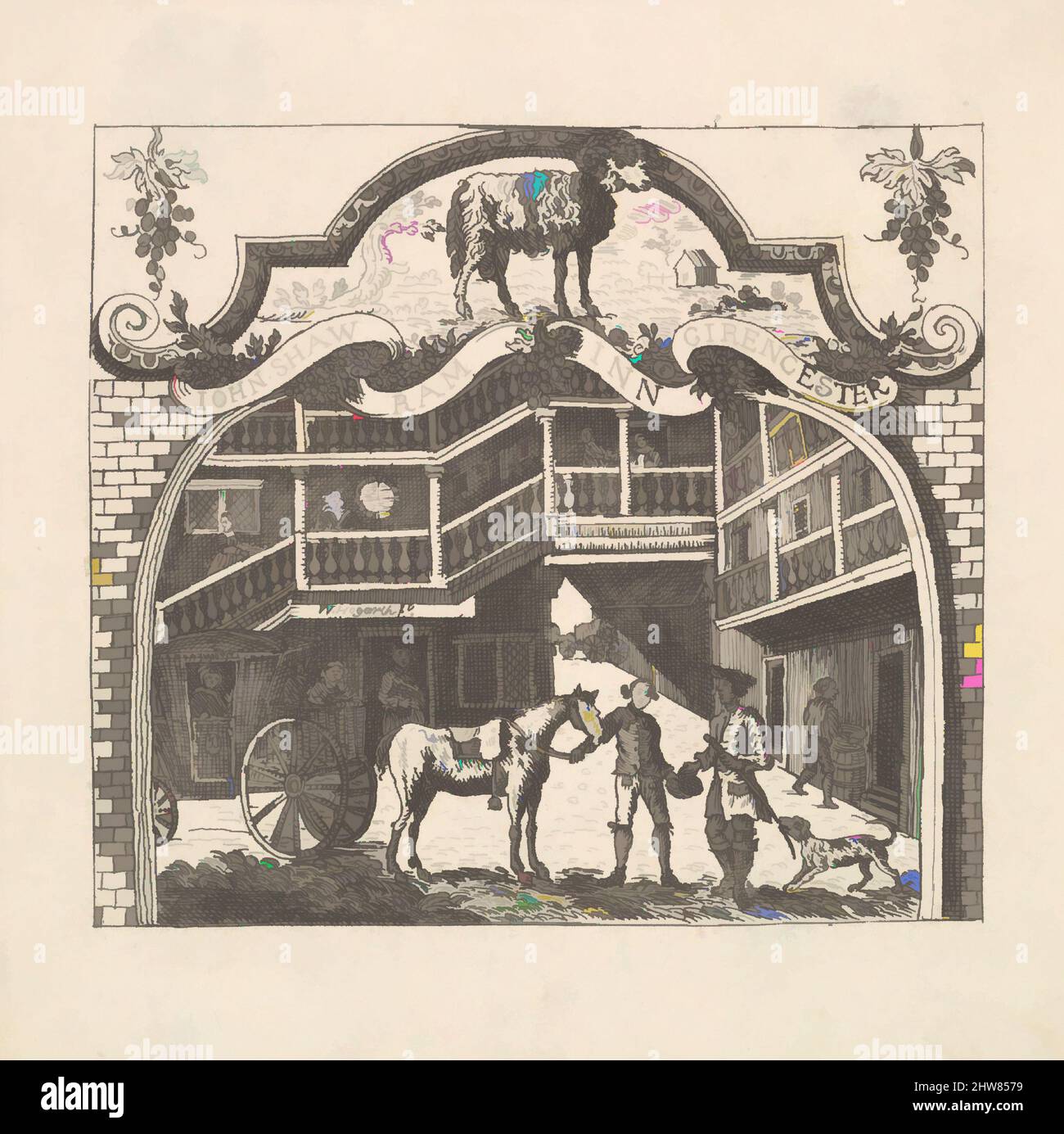 Art inspiré par Une Taverne Card pour John Shaw, 1790s, Etching, assiette : 6 7/16 x 6 7/16 po. (16,4 x 16,3 cm), Prints, anciennement attribué à William Hogarth (British, London 1697–1764 London, Classic œuvres modernisées par Artotop avec une touche de modernité. Formes, couleur et valeur, impact visuel accrocheur sur l'art émotions par la liberté d'œuvres d'art d'une manière contemporaine. Un message intemporel qui cherche une nouvelle direction créative. Artistes qui se tournent vers le support numérique et créent le NFT Artotop Banque D'Images