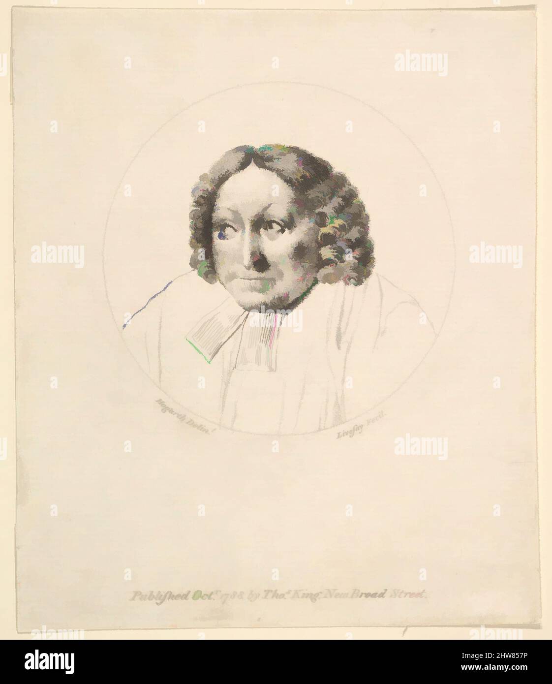 Art inspiré par la tête de Parson, octobre 1788, gravure en gravure et en créplage, feuille : 6 5/16 x 5 3/8 po. (16 x 13,7 cm), Prints, d'après William Hogarth (britannique, Londres 1697–1764 Londres, les œuvres classiques modernisées par Artotop avec une touche de modernité. Formes, couleur et valeur, impact visuel accrocheur sur l'art émotions par la liberté d'œuvres d'art d'une manière contemporaine. Un message intemporel qui cherche une nouvelle direction créative. Artistes qui se tournent vers le support numérique et créent le NFT Artotop Banque D'Images