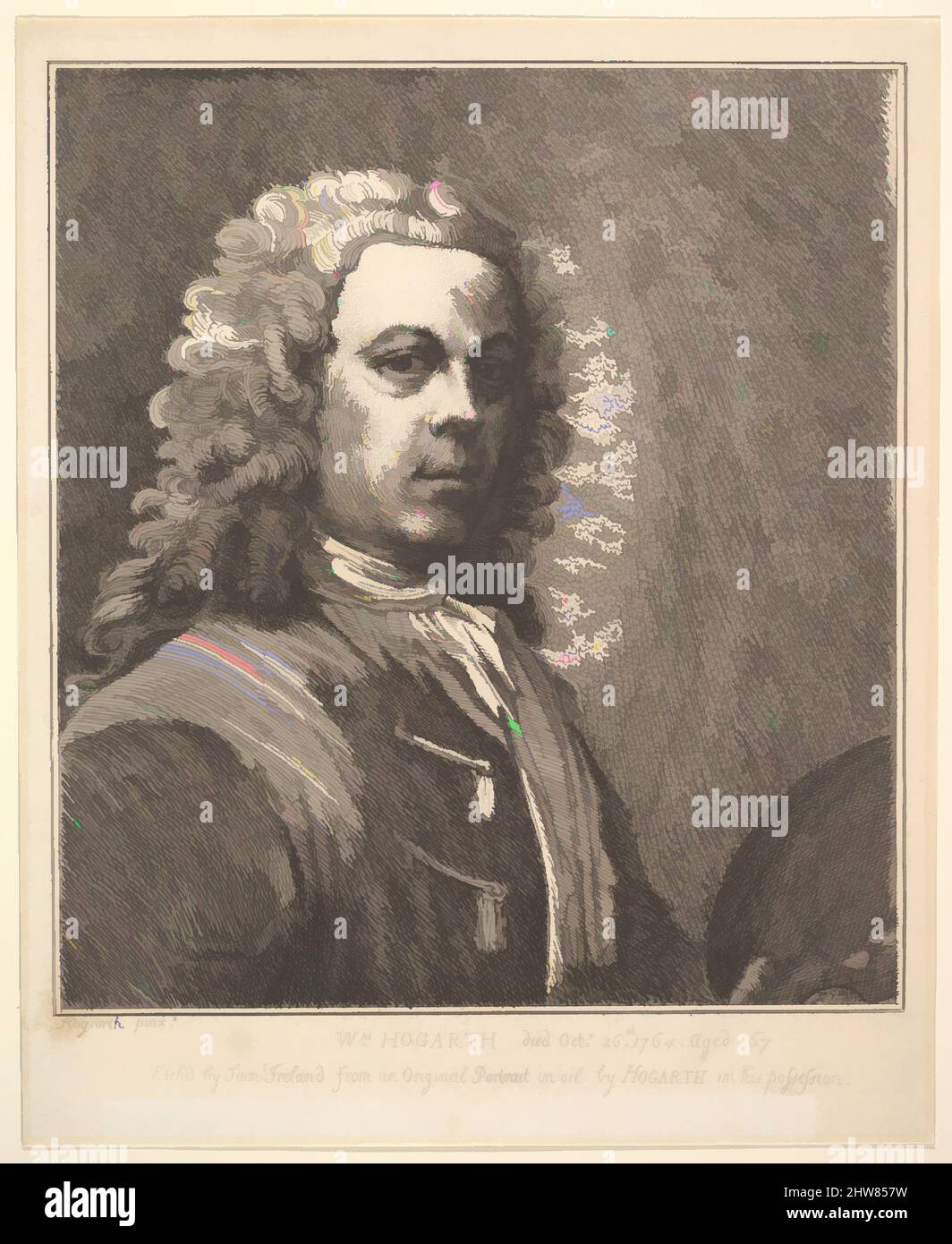 Art inspiré par William Hogarth, autoportrait, 1785, Etching, feuille : 9 5/16 x 7 9/16 po. (23,7 x 19,2 cm), Prints, d'après William Hogarth (britannique, Londres 1697–1764 Londres, les œuvres classiques modernisées par Artotop avec une touche de modernité. Formes, couleur et valeur, impact visuel accrocheur sur l'art émotions par la liberté d'œuvres d'art d'une manière contemporaine. Un message intemporel qui cherche une nouvelle direction créative. Artistes qui se tournent vers le support numérique et créent le NFT Artotop Banque D'Images