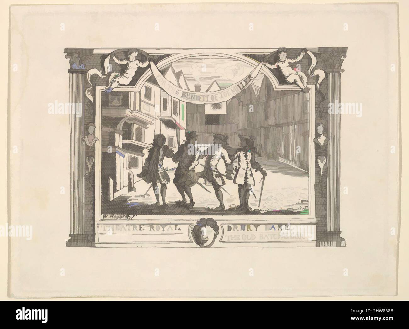 Billet bénéfice inspiré par l'art pour Joe Miller, 1790s, gravure, plaque : 5 1/4 x 6 15/16 po. (13,4 x 17,7 cm), Prints, anciennement attribué à William Hogarth (British, London 1697–1764 London, Classic œuvres modernisées par Artotop avec une touche de modernité. Formes, couleur et valeur, impact visuel accrocheur sur l'art émotions par la liberté d'œuvres d'art d'une manière contemporaine. Un message intemporel qui cherche une nouvelle direction créative. Artistes qui se tournent vers le support numérique et créent le NFT Artotop Banque D'Images