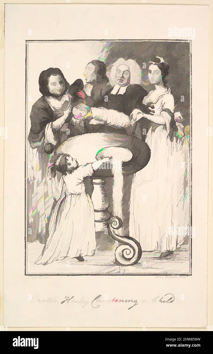 Art inspiré par l'orateur Henley Christening a Child, 1794, Etching et stipule, feuille : 9 1/8 x 5 13/16 po. (23,2 x 14,7 cm), Prints, d'après William Hogarth (britannique, Londres 1697–1764 Londres, les œuvres classiques modernisées par Artotop avec une touche de modernité. Formes, couleur et valeur, impact visuel accrocheur sur l'art émotions par la liberté d'œuvres d'art d'une manière contemporaine. Un message intemporel qui cherche une nouvelle direction créative. Artistes qui se tournent vers le support numérique et créent le NFT Artotop Banque D'Images