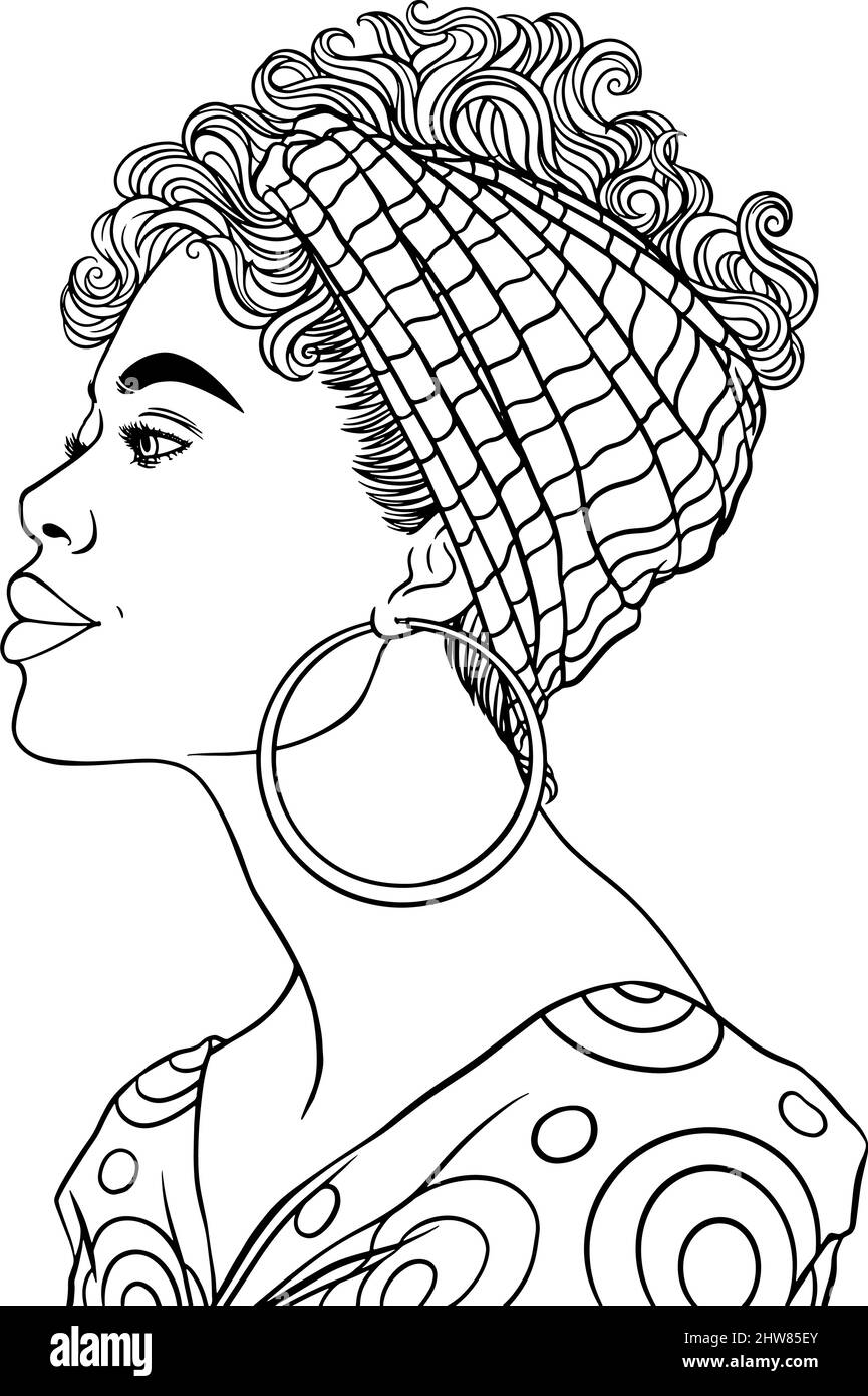 Magnifique portrait de femme africaine dans une illustration vectorielle de vêtements à motifs tribaux Illustration de Vecteur