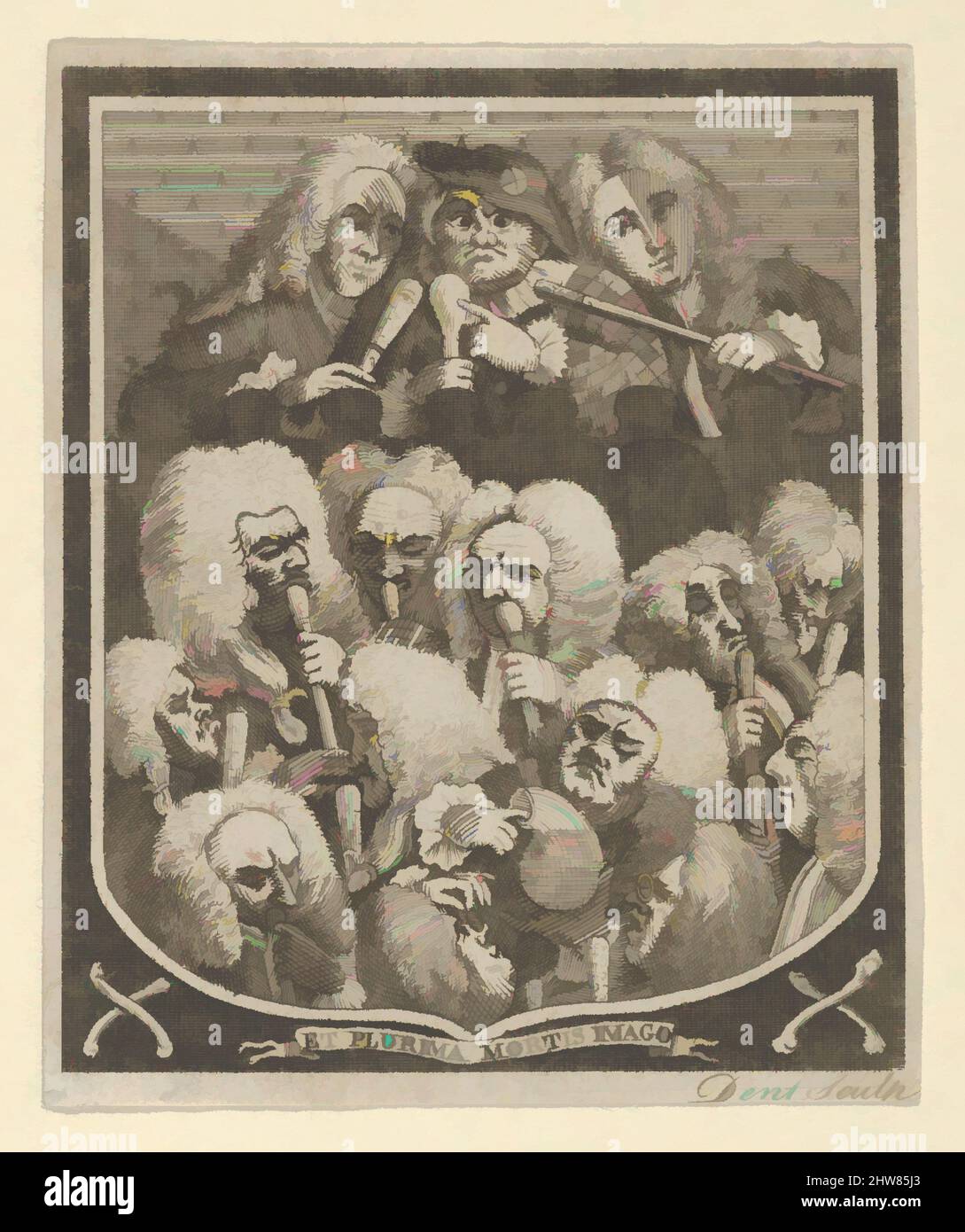 Art inspiré par la Compagnie des Undertakers, ca. 1800, gravure, feuille : 3 1/8 x 2 9/16 po. (7,9 x 6,5 cm), Prints, d'après William Hogarth (britannique, Londres 1697–1764 Londres, les œuvres classiques modernisées par Artotop avec une touche de modernité. Formes, couleur et valeur, impact visuel accrocheur sur l'art émotions par la liberté d'œuvres d'art d'une manière contemporaine. Un message intemporel qui cherche une nouvelle direction créative. Artistes qui se tournent vers le support numérique et créent le NFT Artotop Banque D'Images