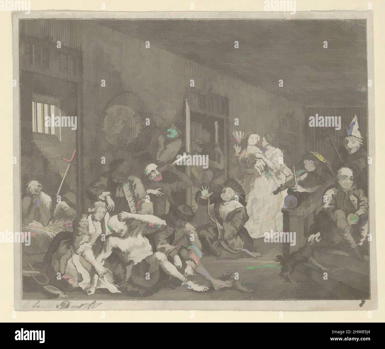 Art inspiré par Le progrès D'Un Rake, planche 8, ca. 1800, gravure, feuille : 2 9/16 x 3 1/8 po. (6,5 x 8 cm), Prints, d'après William Hogarth (britannique, Londres 1697–1764 Londres, les œuvres classiques modernisées par Artotop avec une touche de modernité. Formes, couleur et valeur, impact visuel accrocheur sur l'art émotions par la liberté d'œuvres d'art d'une manière contemporaine. Un message intemporel qui cherche une nouvelle direction créative. Artistes qui se tournent vers le support numérique et créent le NFT Artotop Banque D'Images