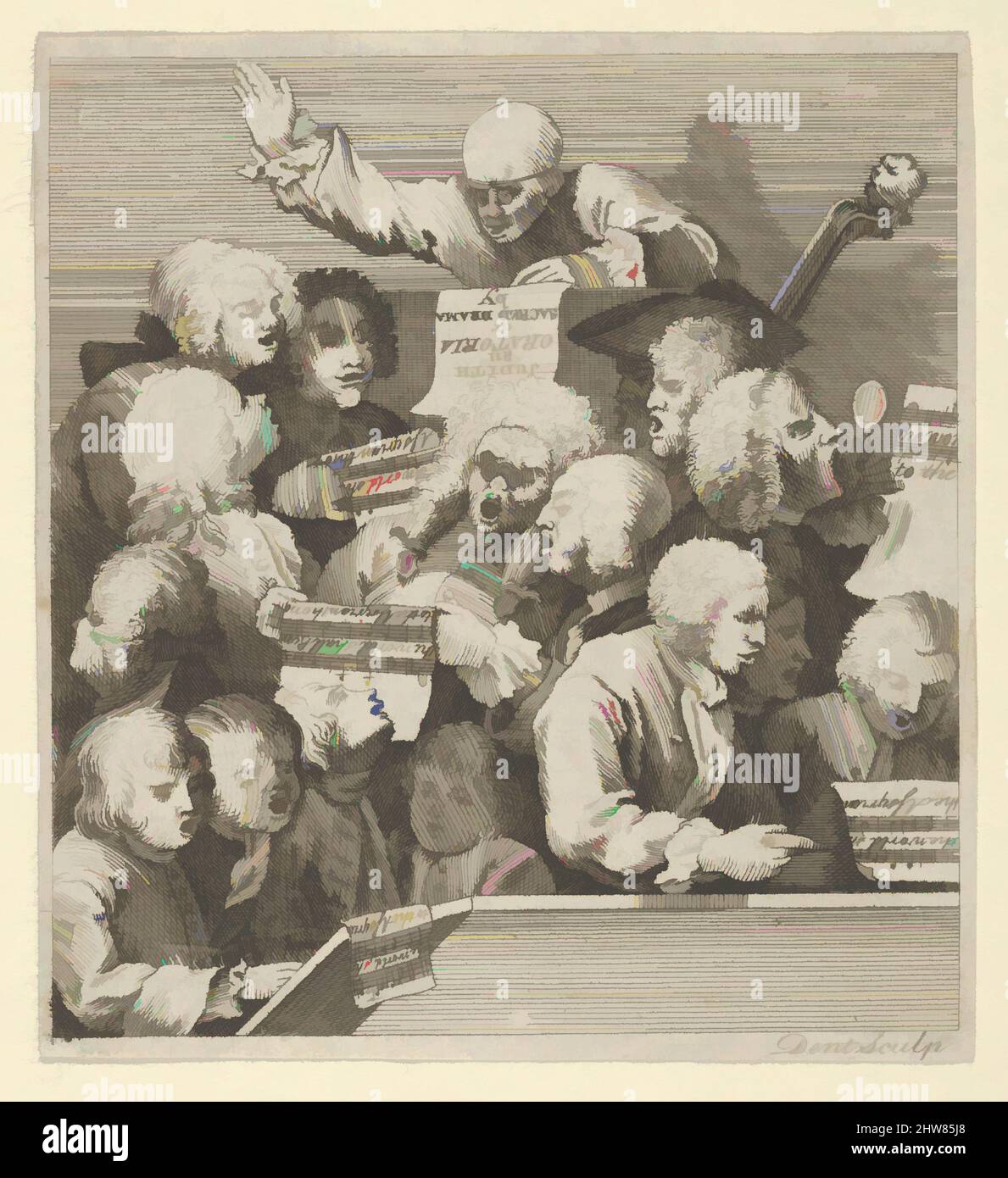 Art inspiré par Un chœur de chanteurs, ca. 1800, gravure, feuille : 3 1/8 x 2 7/8 po. (8 x 7,3 cm), Prints, d'après William Hogarth (britannique, Londres 1697–1764 Londres, les œuvres classiques modernisées par Artotop avec une touche de modernité. Formes, couleur et valeur, impact visuel accrocheur sur l'art émotions par la liberté d'œuvres d'art d'une manière contemporaine. Un message intemporel qui cherche une nouvelle direction créative. Artistes qui se tournent vers le support numérique et créent le NFT Artotop Banque D'Images