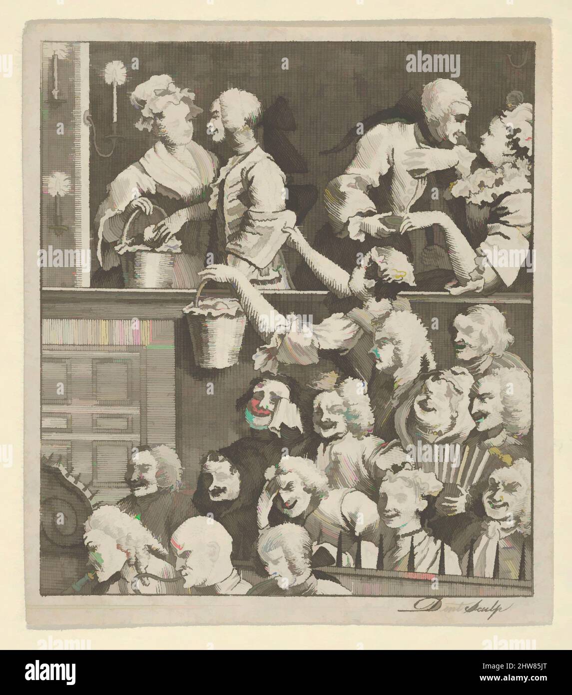Art inspiré par le public riant, ca. 1800, gravure, feuille : 3 1/16 x 2 11/16 po. (7,8 x 6,9 cm), Prints, d'après William Hogarth (britannique, Londres 1697–1764 Londres, les œuvres classiques modernisées par Artotop avec une touche de modernité. Formes, couleur et valeur, impact visuel accrocheur sur l'art émotions par la liberté d'œuvres d'art d'une manière contemporaine. Un message intemporel qui cherche une nouvelle direction créative. Artistes qui se tournent vers le support numérique et créent le NFT Artotop Banque D'Images