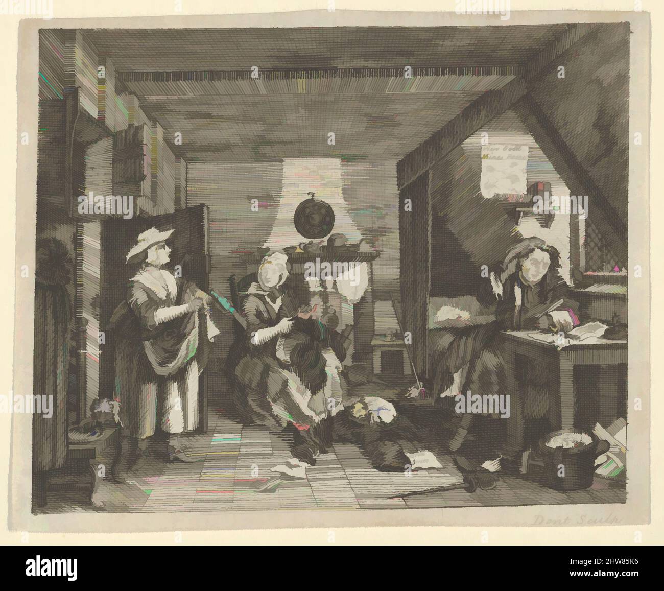 Art inspiré par le poète en détresse, ca. 1800, gravure, feuille : 2 11/16 x 3 1/4 po. (6,8 x 8,2 cm), Prints, d'après William Hogarth (britannique, Londres 1697–1764 Londres, les œuvres classiques modernisées par Artotop avec une touche de modernité. Formes, couleur et valeur, impact visuel accrocheur sur l'art émotions par la liberté d'œuvres d'art d'une manière contemporaine. Un message intemporel qui cherche une nouvelle direction créative. Artistes qui se tournent vers le support numérique et créent le NFT Artotop Banque D'Images