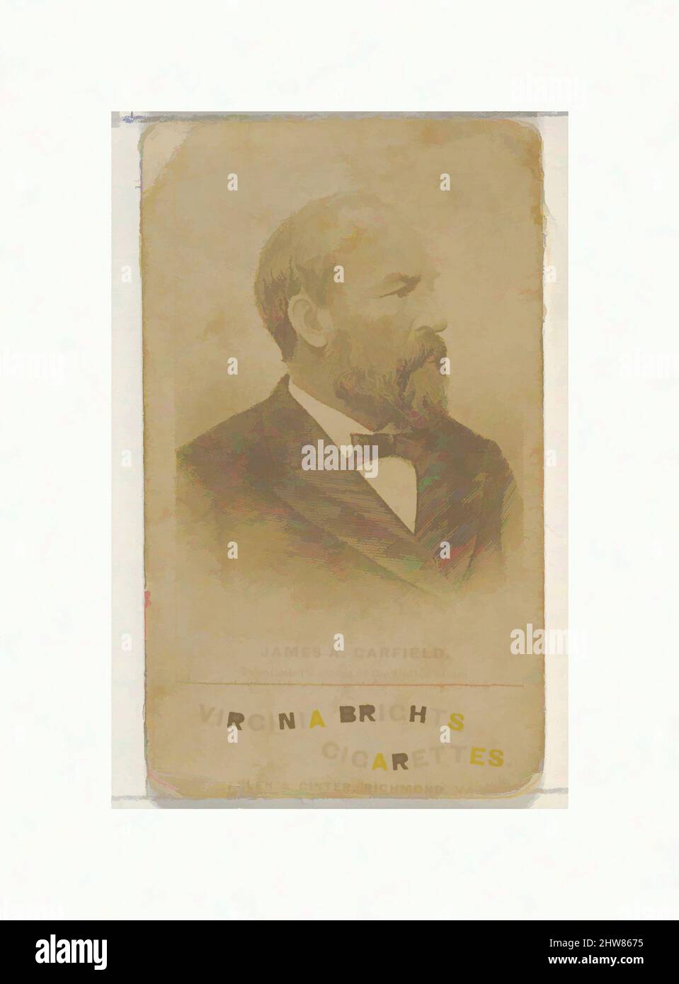 Art inspiré par James A. Garfield, de la série Presidents of the United States (N51) pour les cigarettes Virginia Brides, 1885–89, photographie d'albumine, feuille : 2 7/8 x 1 3/4 po. (7,3 x 4,4 cm), cartes professionnelles de la série "Présidents des Etats-Unis" (N51), émises entre 1855 et, oeuvres classiques modernisées par Artotop avec une touche de modernité. Formes, couleur et valeur, impact visuel accrocheur sur l'art émotions par la liberté d'œuvres d'art d'une manière contemporaine. Un message intemporel qui cherche une nouvelle direction créative. Artistes qui se tournent vers le support numérique et créent le NFT Artotop Banque D'Images