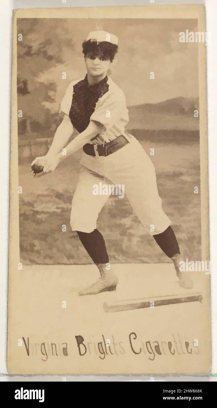 Art inspiré par de la série de joueurs de base-ball de fille (N48, Type 1) pour les cigarettes Virginia Brides, 1886, photographie d'albumine, feuille: 2 3/4 x 1 3/8 po. (7 x 3,5 cm), cartes professionnelles de la série « Girl Baseball Players » (N48), émises en 1886 par Allen & Ginter pour promouvoir Virginia Brides, œuvres classiques modernisées par Artotop avec une touche de modernité. Formes, couleur et valeur, impact visuel accrocheur sur l'art émotions par la liberté d'œuvres d'art d'une manière contemporaine. Un message intemporel qui cherche une nouvelle direction créative. Artistes qui se tournent vers le support numérique et créent le NFT Artotop Banque D'Images