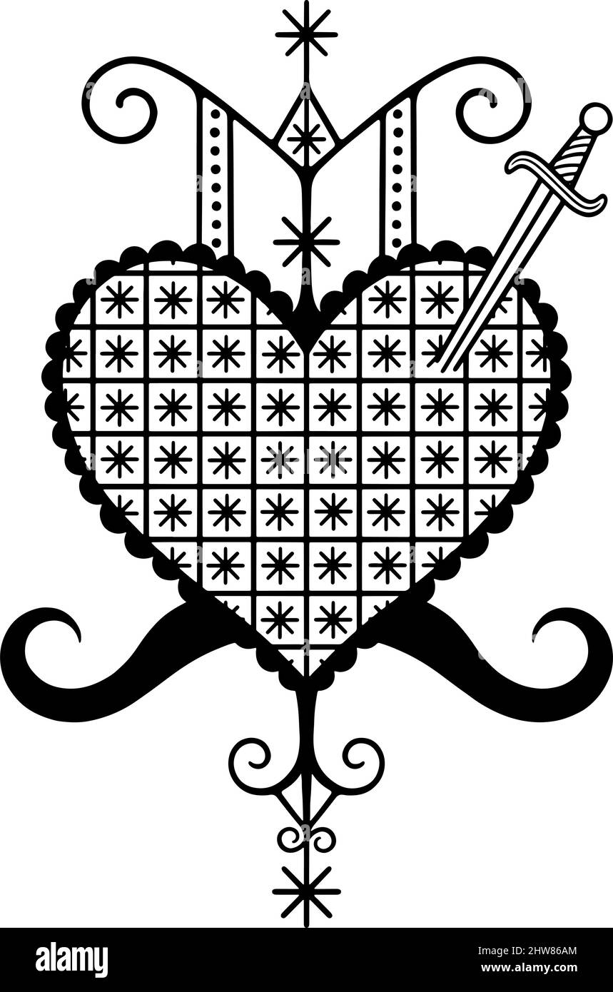 Erzulie Dantor véve le symbole voodoo haïtien Illustration de Vecteur