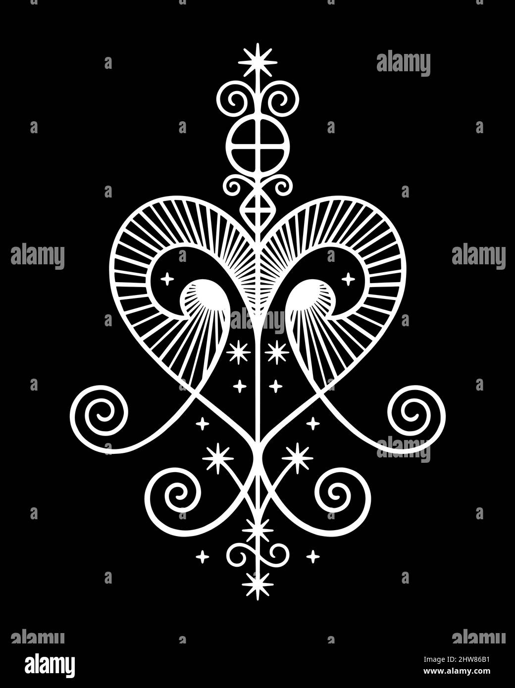 Erzulie Freda veve symbole voodoo haïtien Illustration de Vecteur