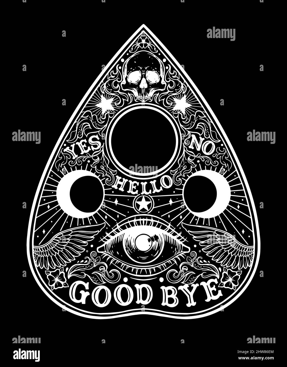 Illustration graphique du panneau de la planchette d'Ouija Illustration de Vecteur