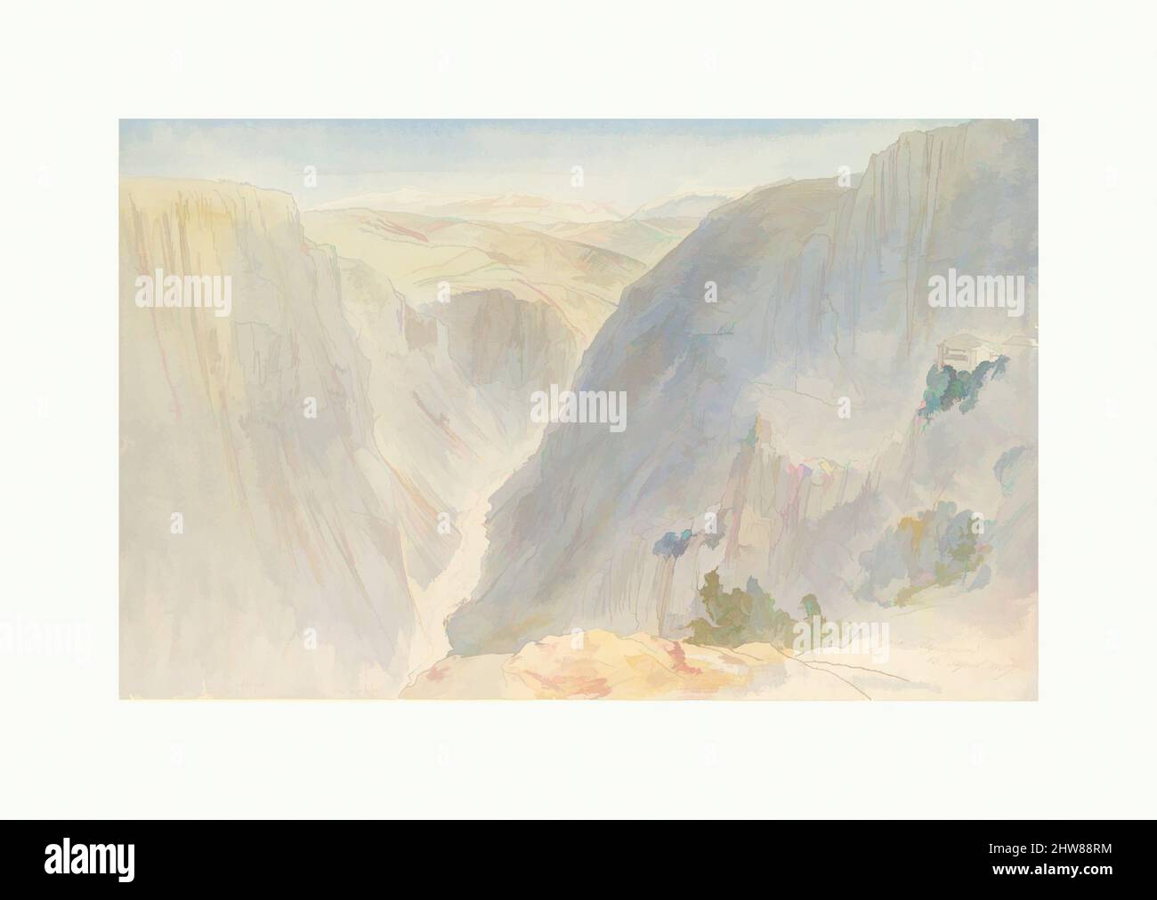 Art inspiré par Agia Paraskevi, Epirus, Grèce, 13 avril 1857, Graphite, stylo et encre marron et aquarelle, feuille : 12 15/16 x 20 1/8 po. (32,8 x 51,1 cm), dessins, Edward Lear (British, London 1812–1888 San Remo), Lear était un voyageur infatigable à travers l'Italie, la Grèce et le Moyen-Orient, les œuvres classiques modernisées par Artotop avec un peu de modernité. Formes, couleur et valeur, impact visuel accrocheur sur l'art émotions par la liberté d'œuvres d'art d'une manière contemporaine. Un message intemporel qui cherche une nouvelle direction créative. Artistes qui se tournent vers le support numérique et créent le NFT Artotop Banque D'Images