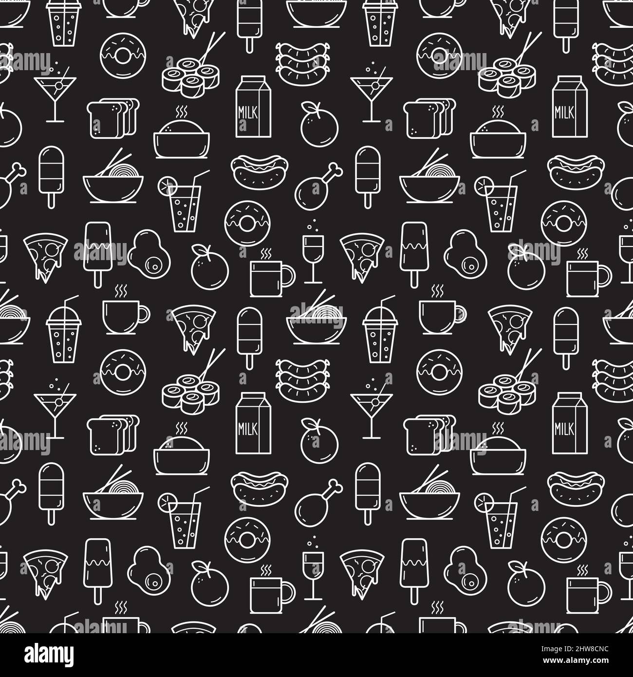 Arrière-plan transparent des icônes de la nourriture et des boissons. Illustration vectorielle Illustration de Vecteur