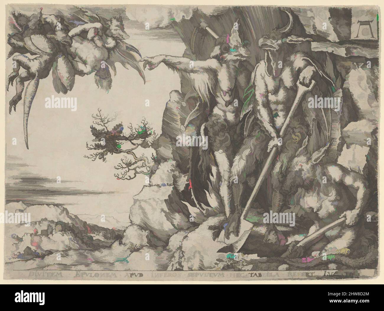 Art inspiré par l'Homme riche transporté en Enfer, de la parabole de l'Homme riche et Lazarus, de la parabole de l'Homme riche et Lazarus, 1554, gravure, feuille: 3 1/8 × 4 5/16 in. (8 × 10,9 cm), tirages, Heinrich Aldégraissant (allemand, Paderborn ca. 1502–1555/1561 Soest), l'homme riche, les œuvres classiques modernisées par Artotop avec une touche de modernité. Formes, couleur et valeur, impact visuel accrocheur sur l'art émotions par la liberté d'œuvres d'art d'une manière contemporaine. Un message intemporel qui cherche une nouvelle direction créative. Artistes qui se tournent vers le support numérique et créent le NFT Artotop Banque D'Images