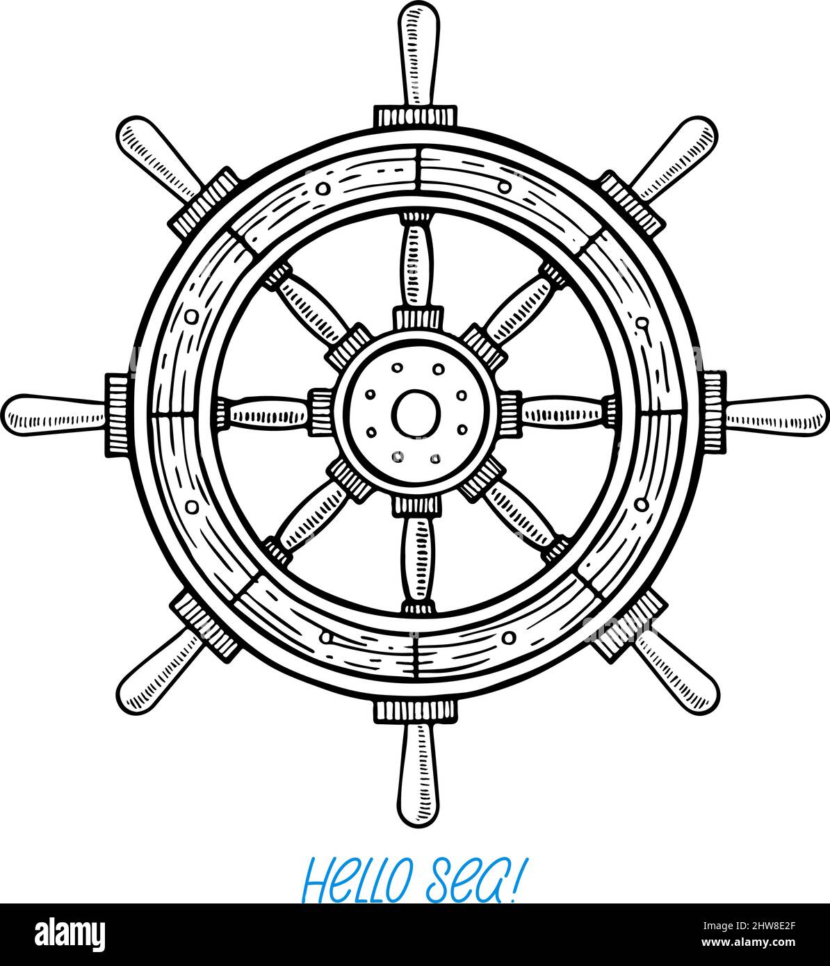 Thème marin. Illustration d'un volant dessinée à la main Illustration de Vecteur