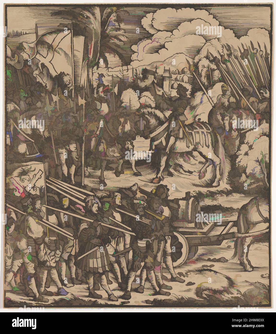Art inspiré par la rencontre de deux généraux avant les Clèves, de Der Weisskunig, imprimé au 18th siècle, coupe de bois, feuille: 8 3/4 × 7 11/16 po. (22,3 × 19,6 cm), Prints, Hans Burgkmair (allemand, Augsbourg 1473–1531 Augsbourg), Der Weisskunig (le roi blanc) est un récit biographique lâche de, les œuvres classiques modernisées par Artotop avec une touche de modernité. Formes, couleur et valeur, impact visuel accrocheur sur l'art émotions par la liberté d'œuvres d'art d'une manière contemporaine. Un message intemporel qui cherche une nouvelle direction créative. Artistes qui se tournent vers le support numérique et créent le NFT Artotop Banque D'Images